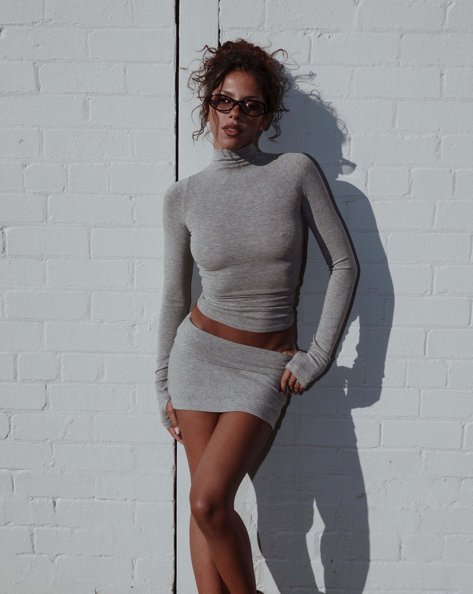 Amelia Long Sleeve Top Grey Marl