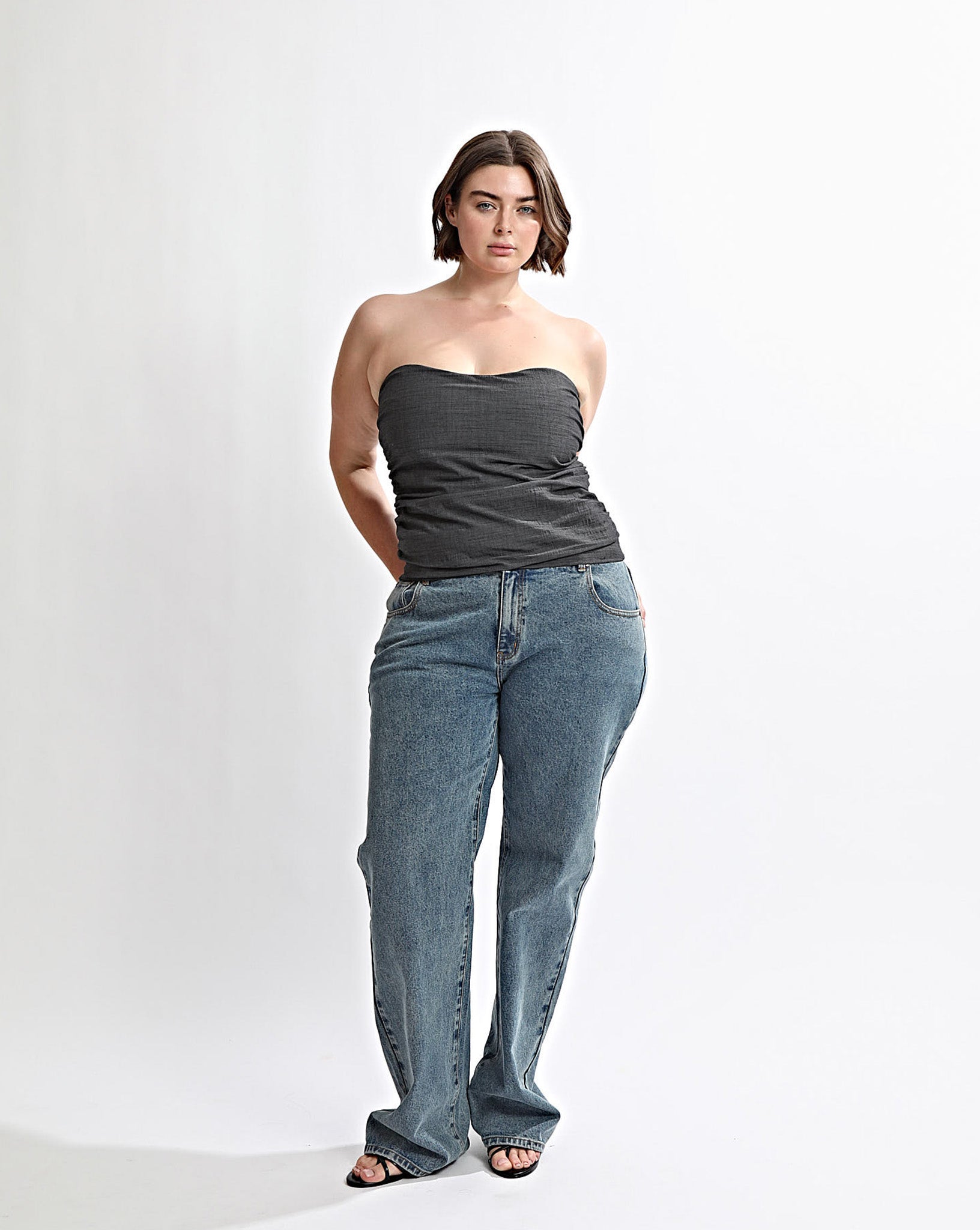 Heidi Strapless Top Slate