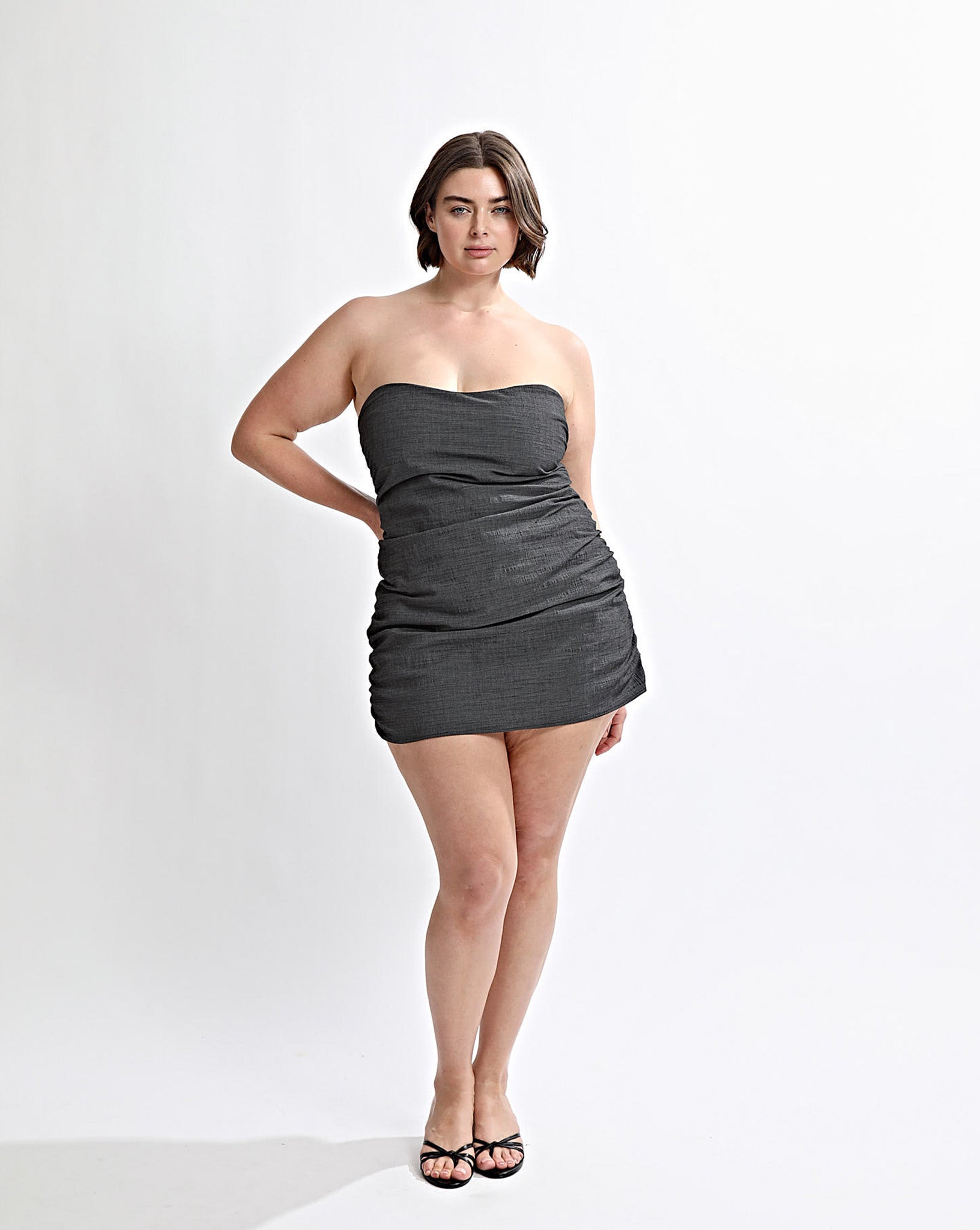 Heidi Strapless Mini Dress Slate