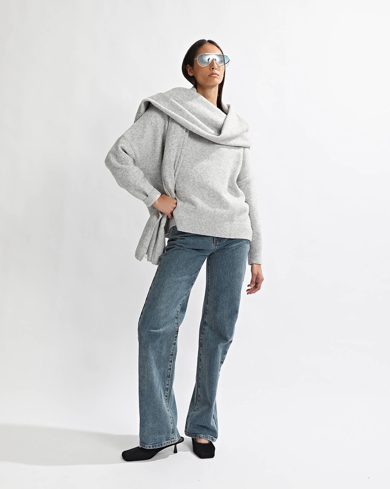 Leo Knit Scarf Grey Marl
