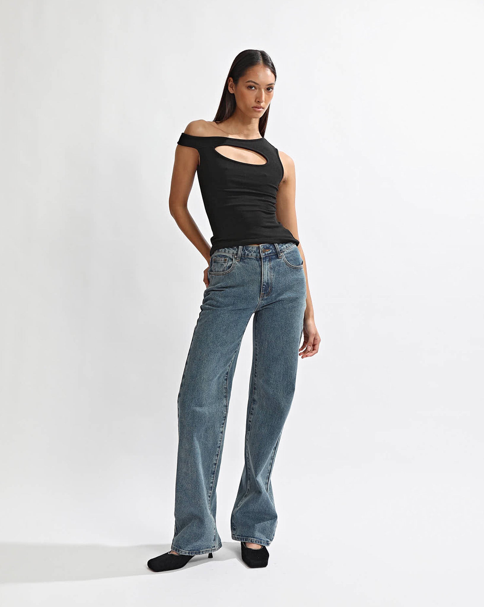 Amelia Asym Tank Black