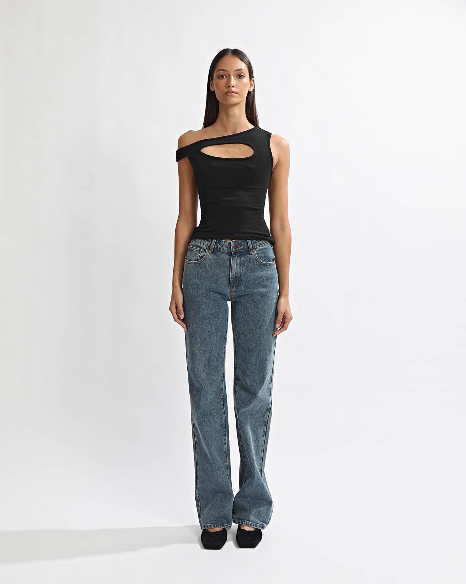Amelia Asym Tank Black