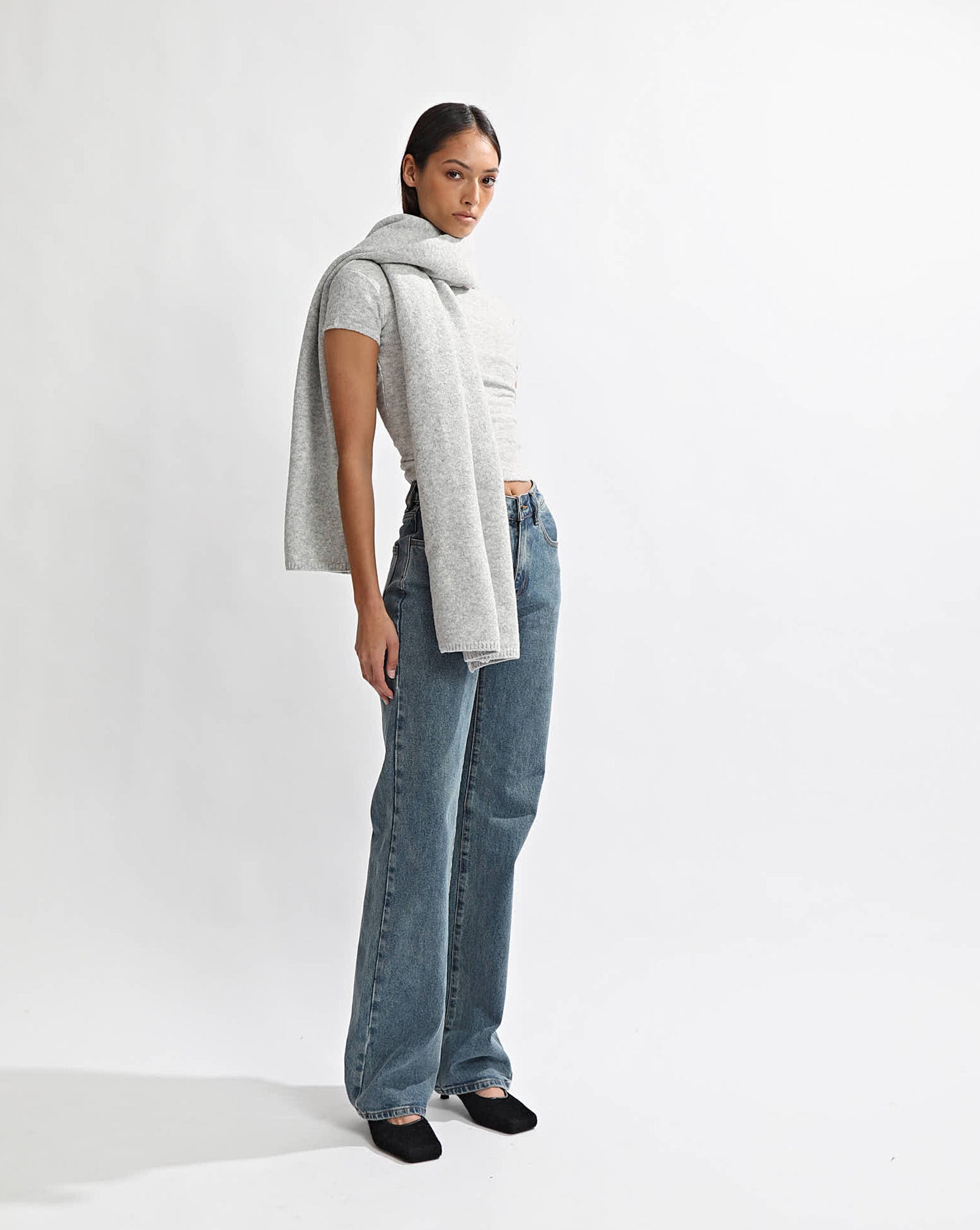 Leo Knit Scarf Grey Marl