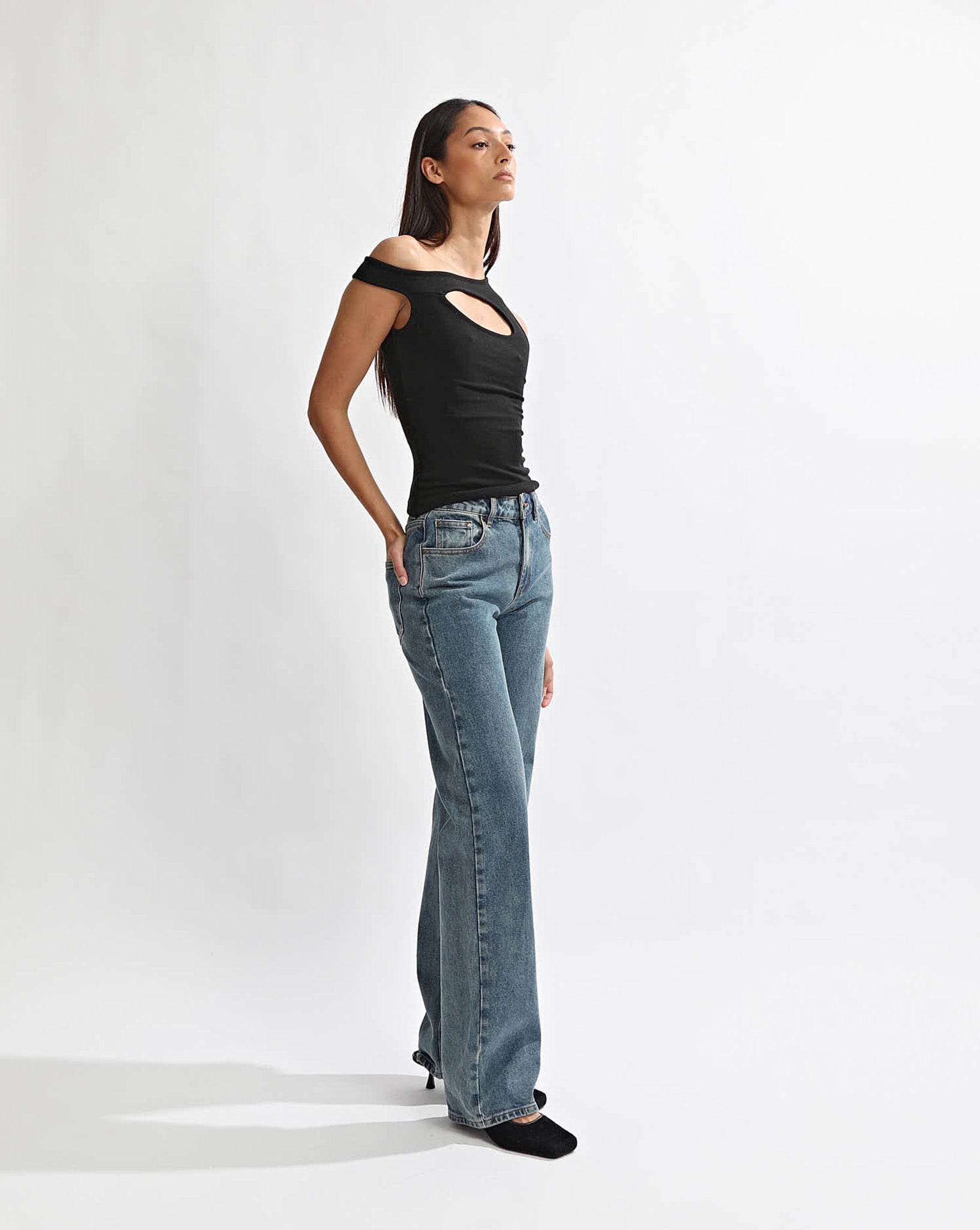 Amelia Asym Tank Black
