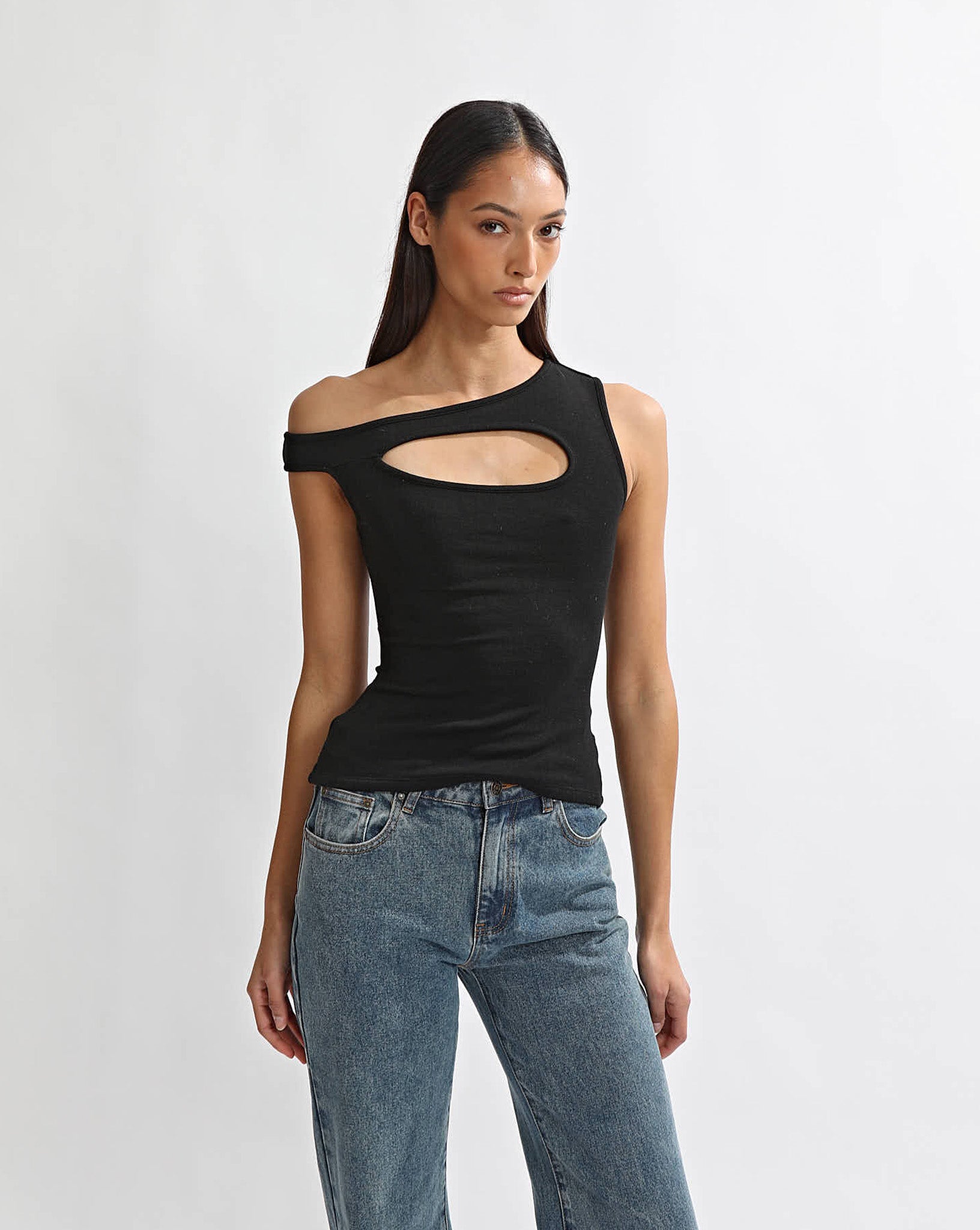 Amelia Asym Tank Black