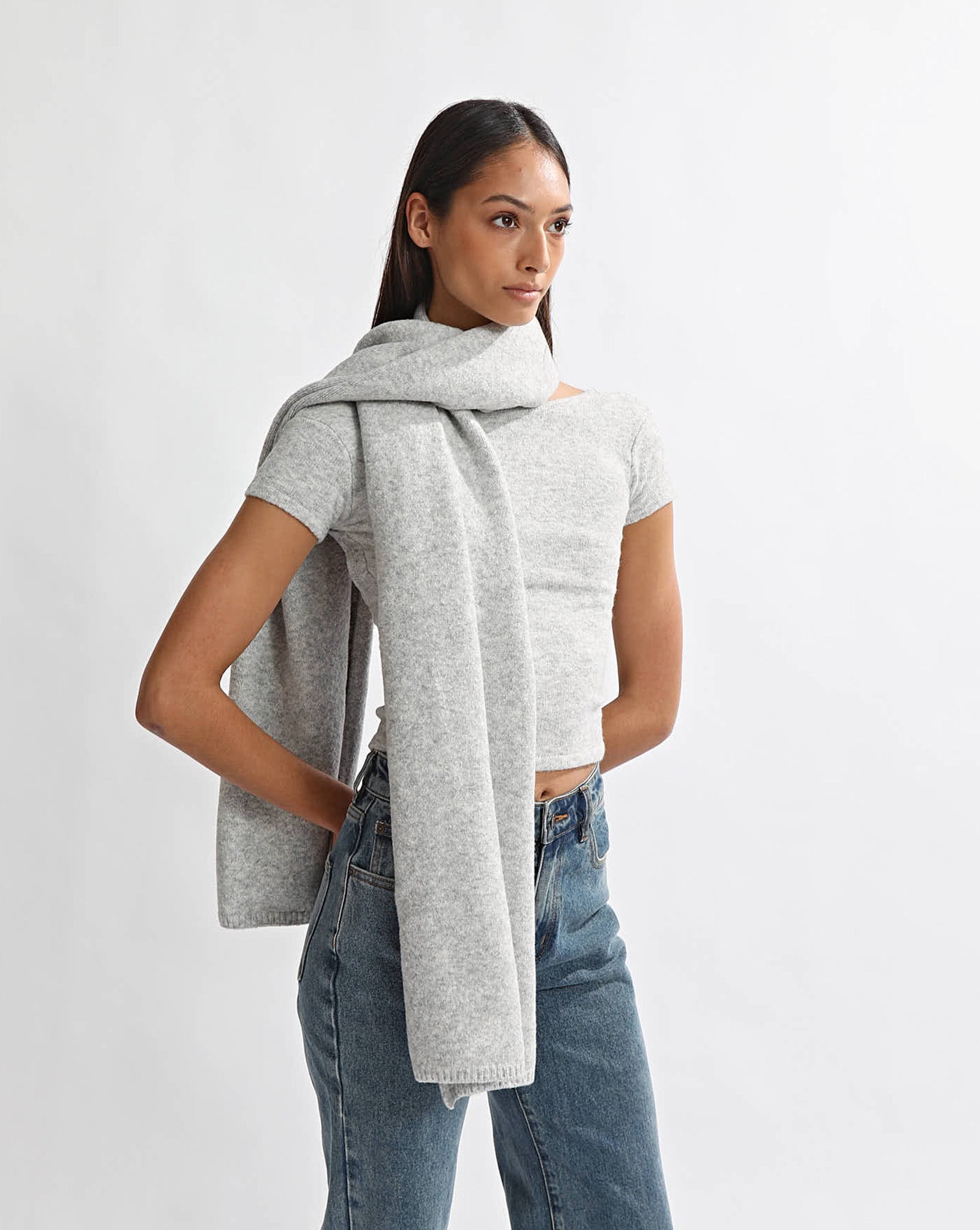 Leo Knit Scarf Grey Marl