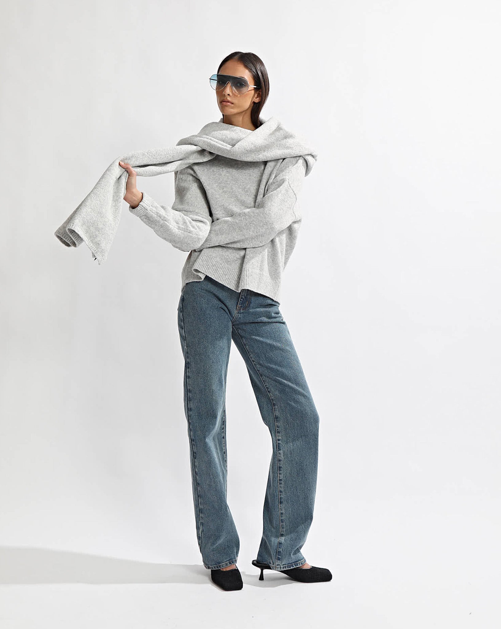 Leo Knit Scarf Grey Marl