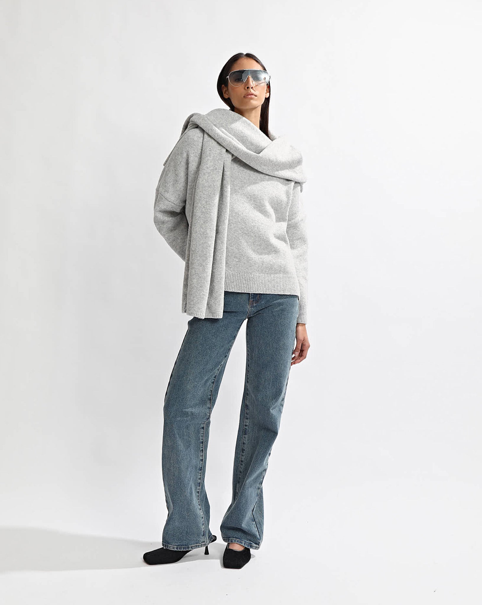 Leo Knit Backless Jumper Grey Marl