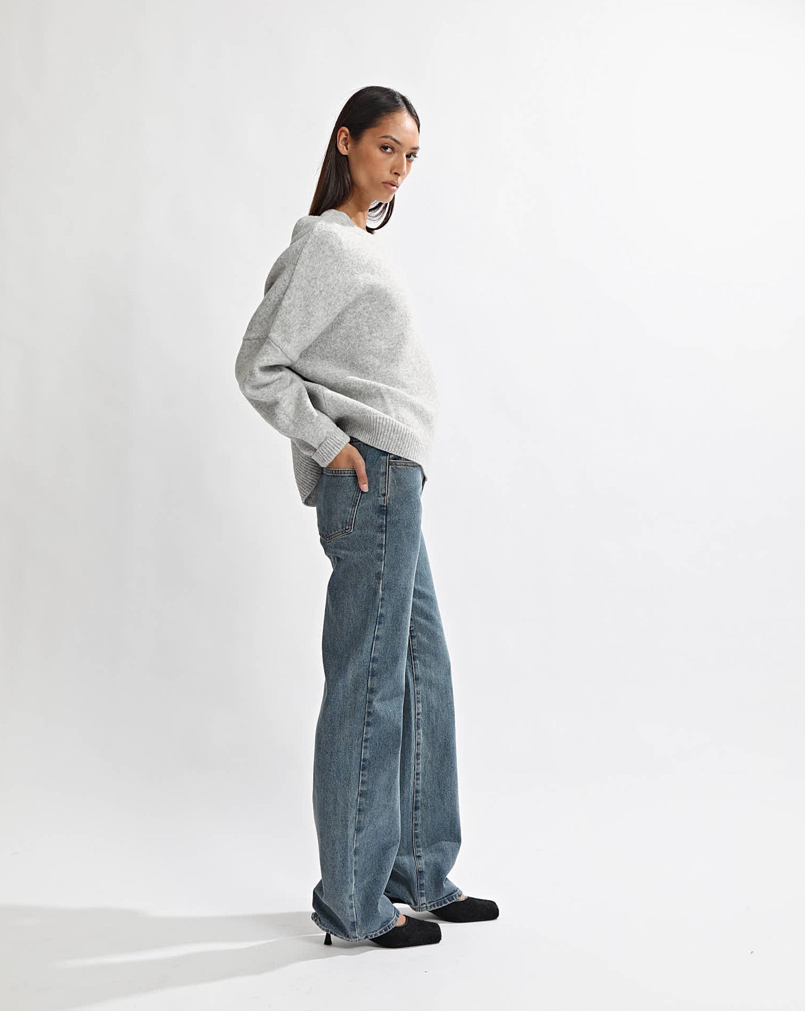 Leo Knit Backless Jumper Grey Marl
