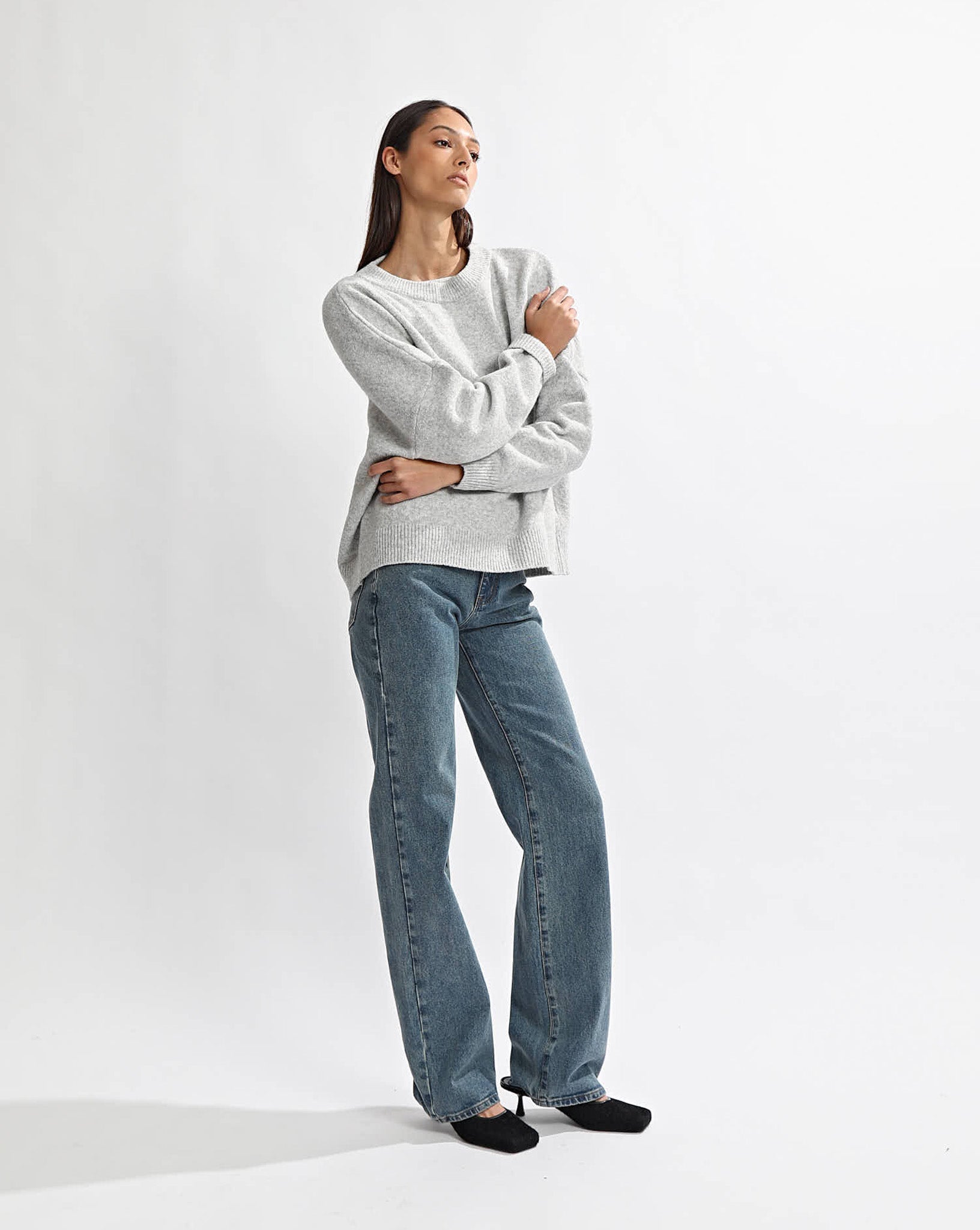Leo Knit Backless Jumper Grey Marl