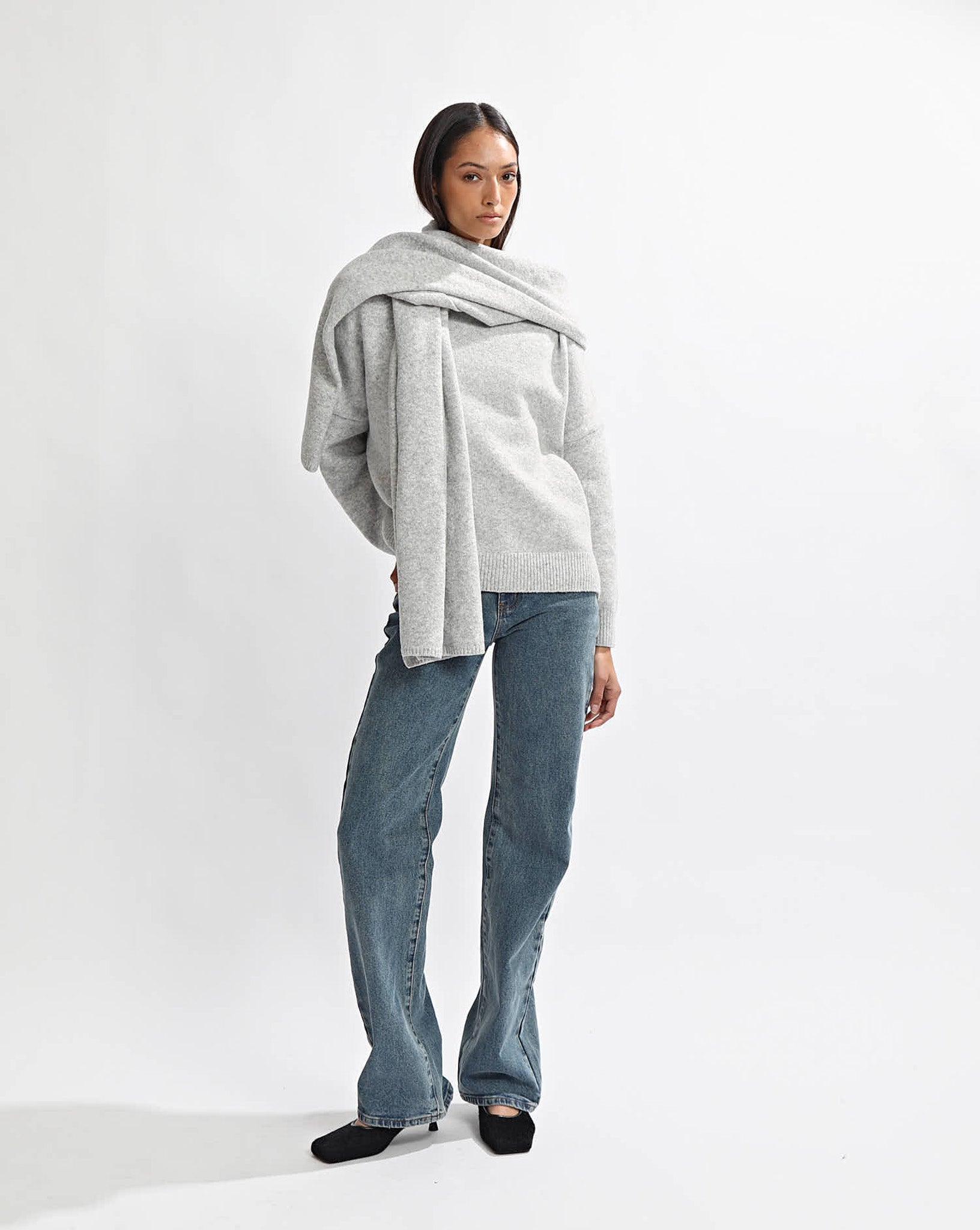 Leo Knit Backless Jumper Grey Marl