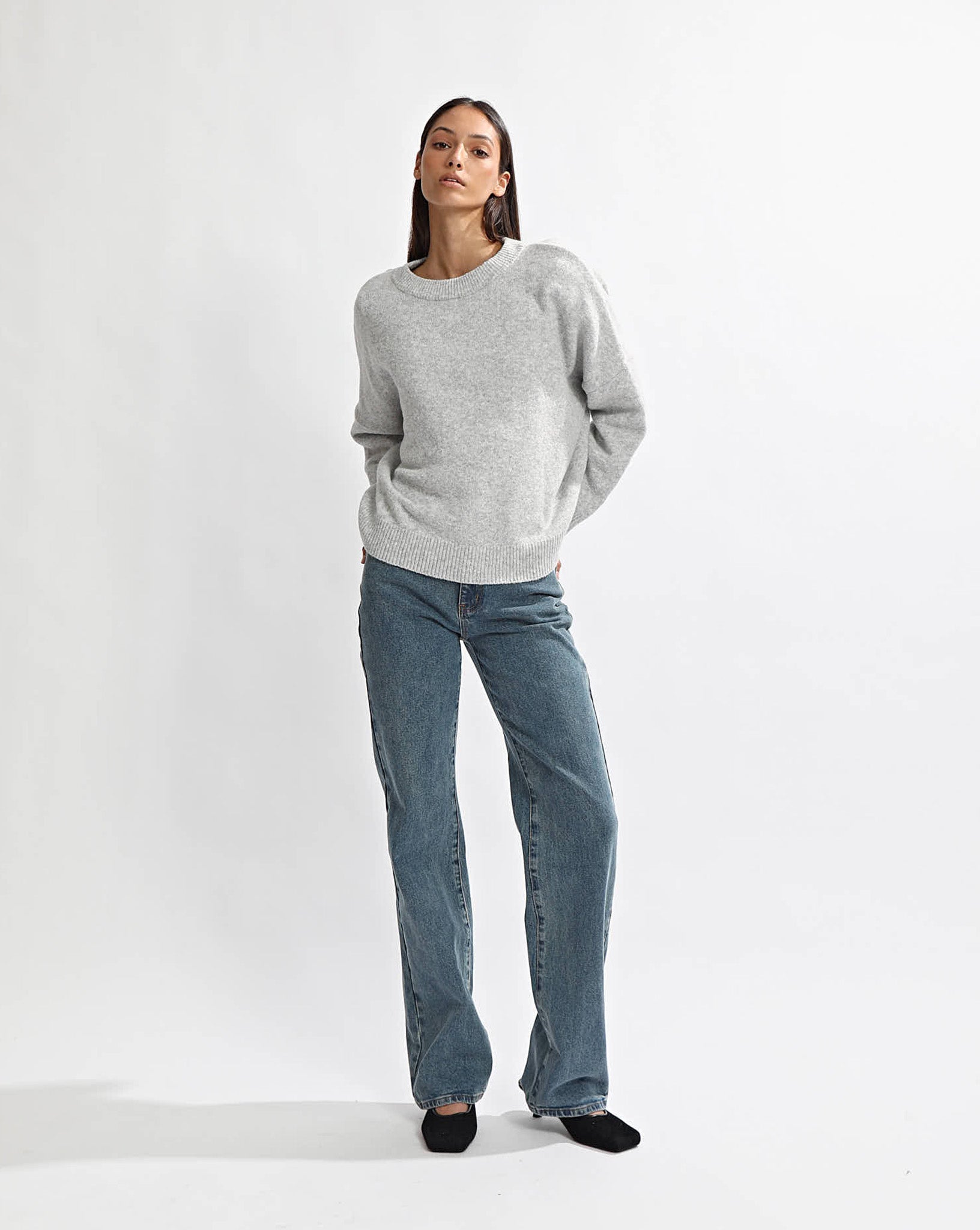 Leo Knit Backless Jumper Grey Marl