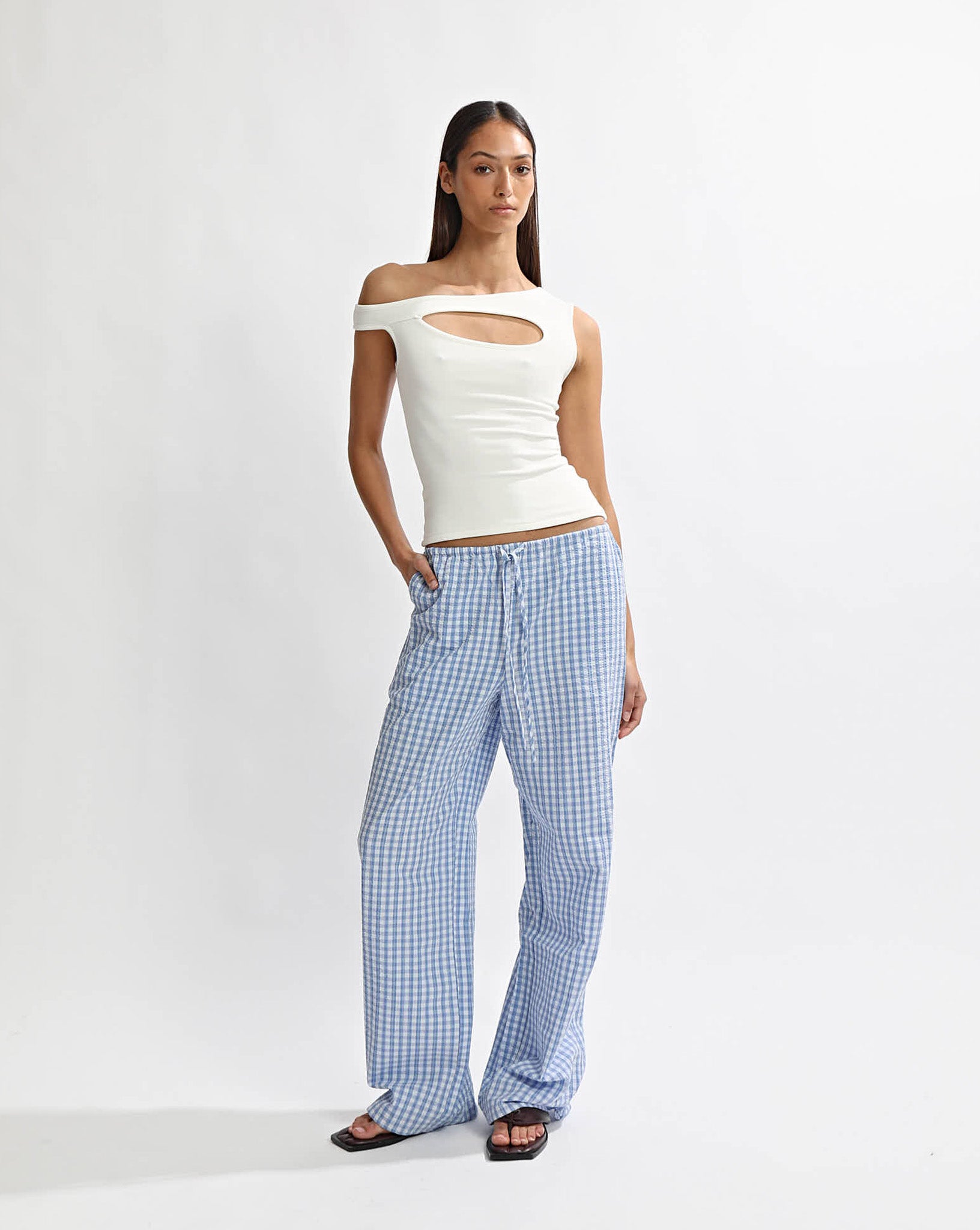 Lila Pants Blue Gingham Cropped