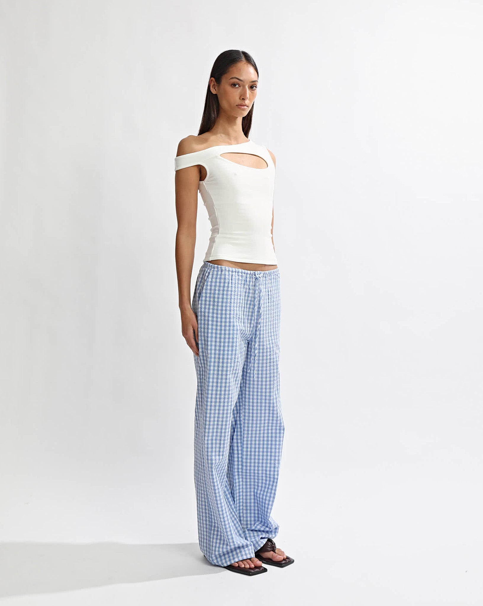 Lila Pants Blue Gingham Cropped