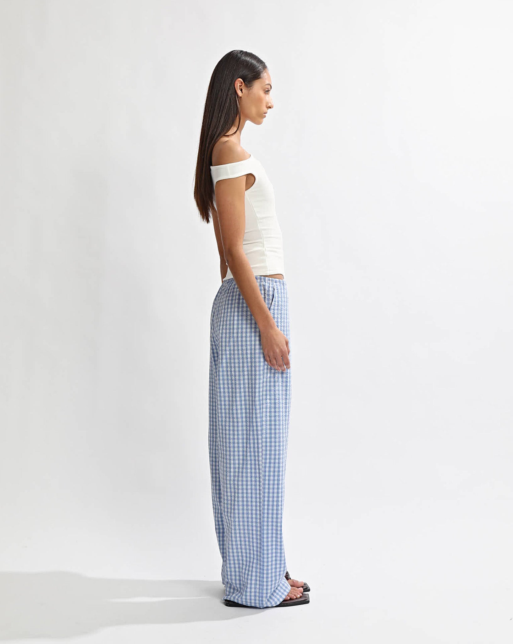 Lila Pants Blue Gingham Cropped
