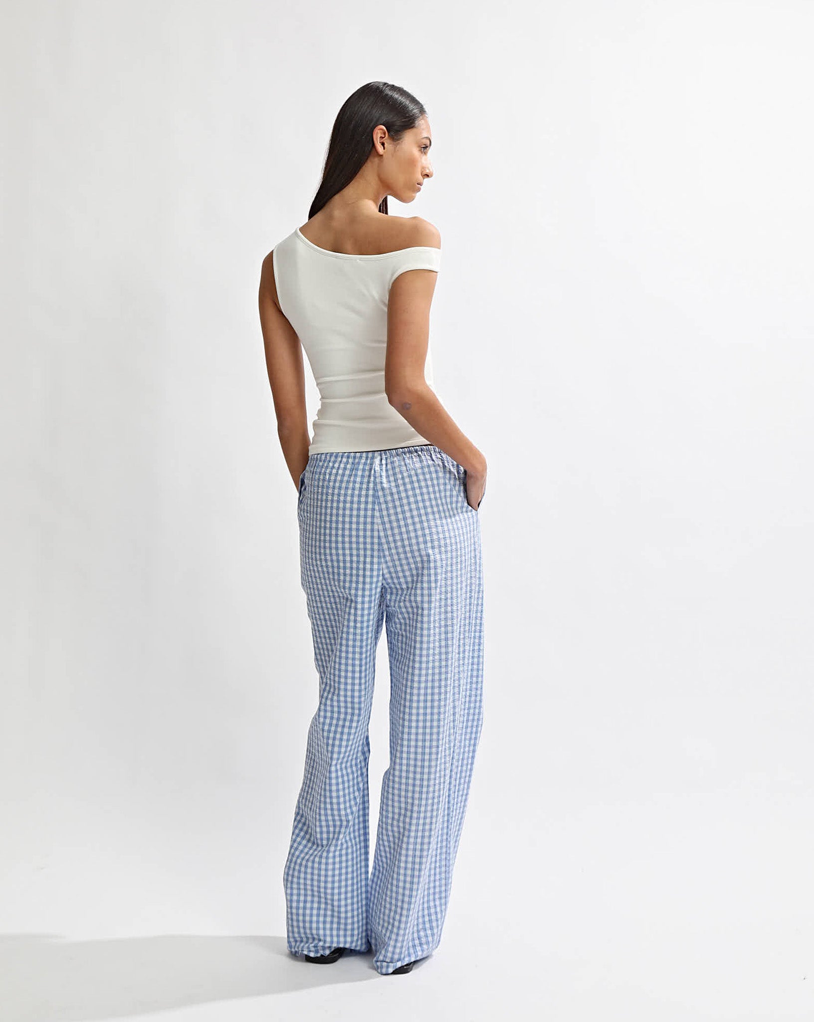 Lila Pants Blue Gingham Cropped