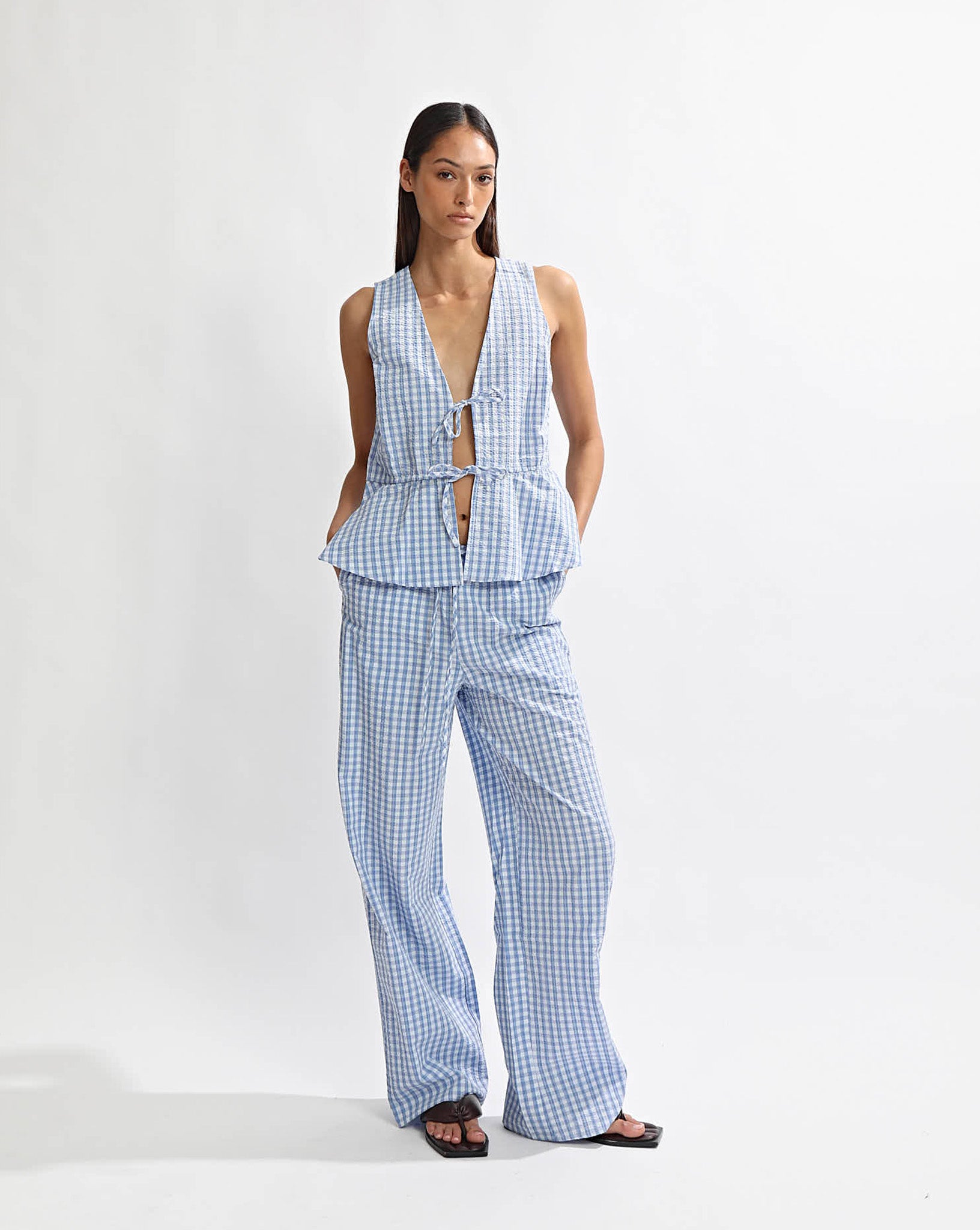 Lila Pants Blue Gingham Cropped