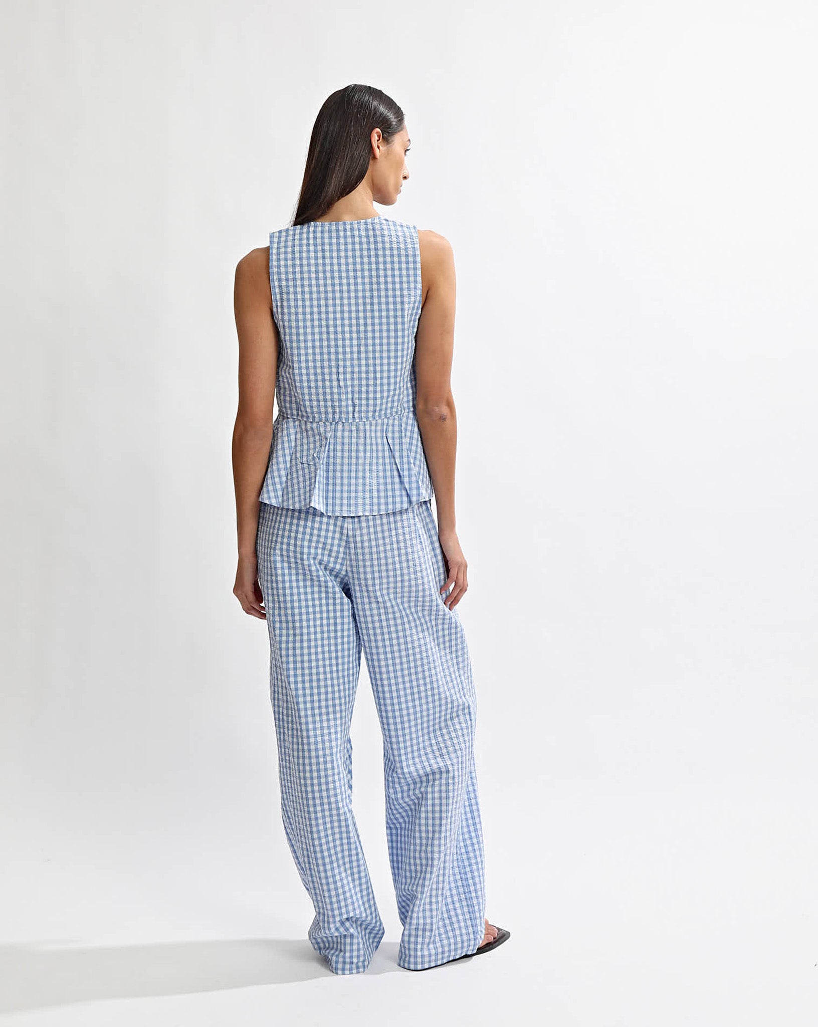Lila Pants Blue Gingham Cropped