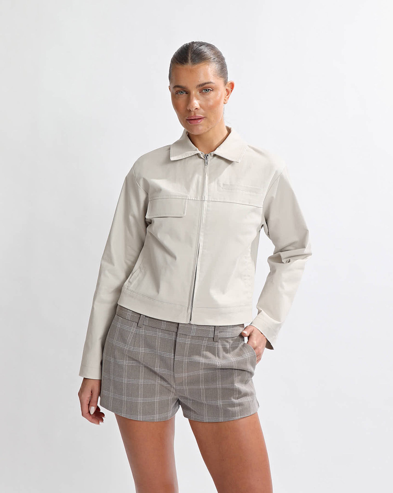 Georgie Zip Jacket Almond/Check