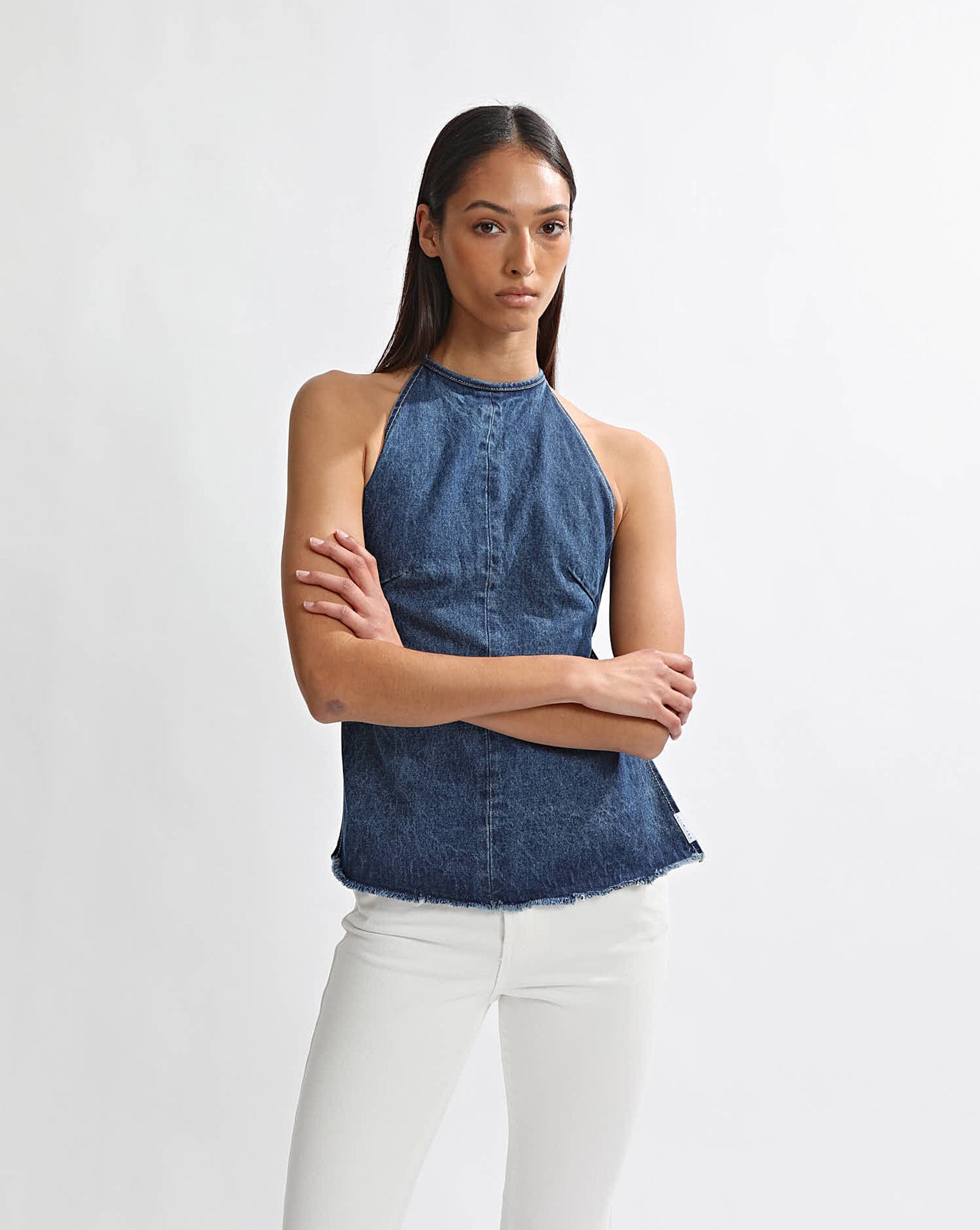 Harley Denim Halter Top Vintage Blue