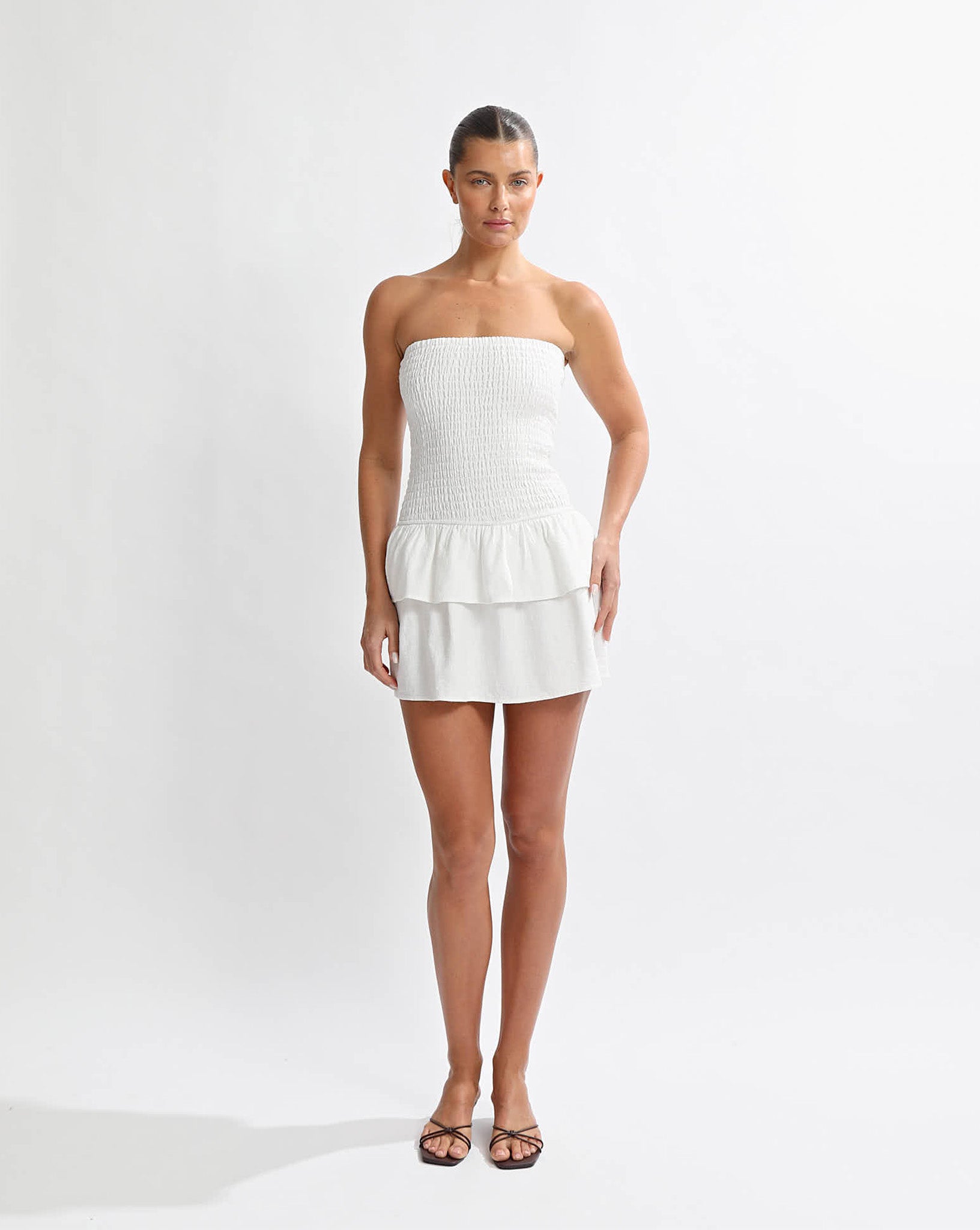 Evie Strapless Dress Off White