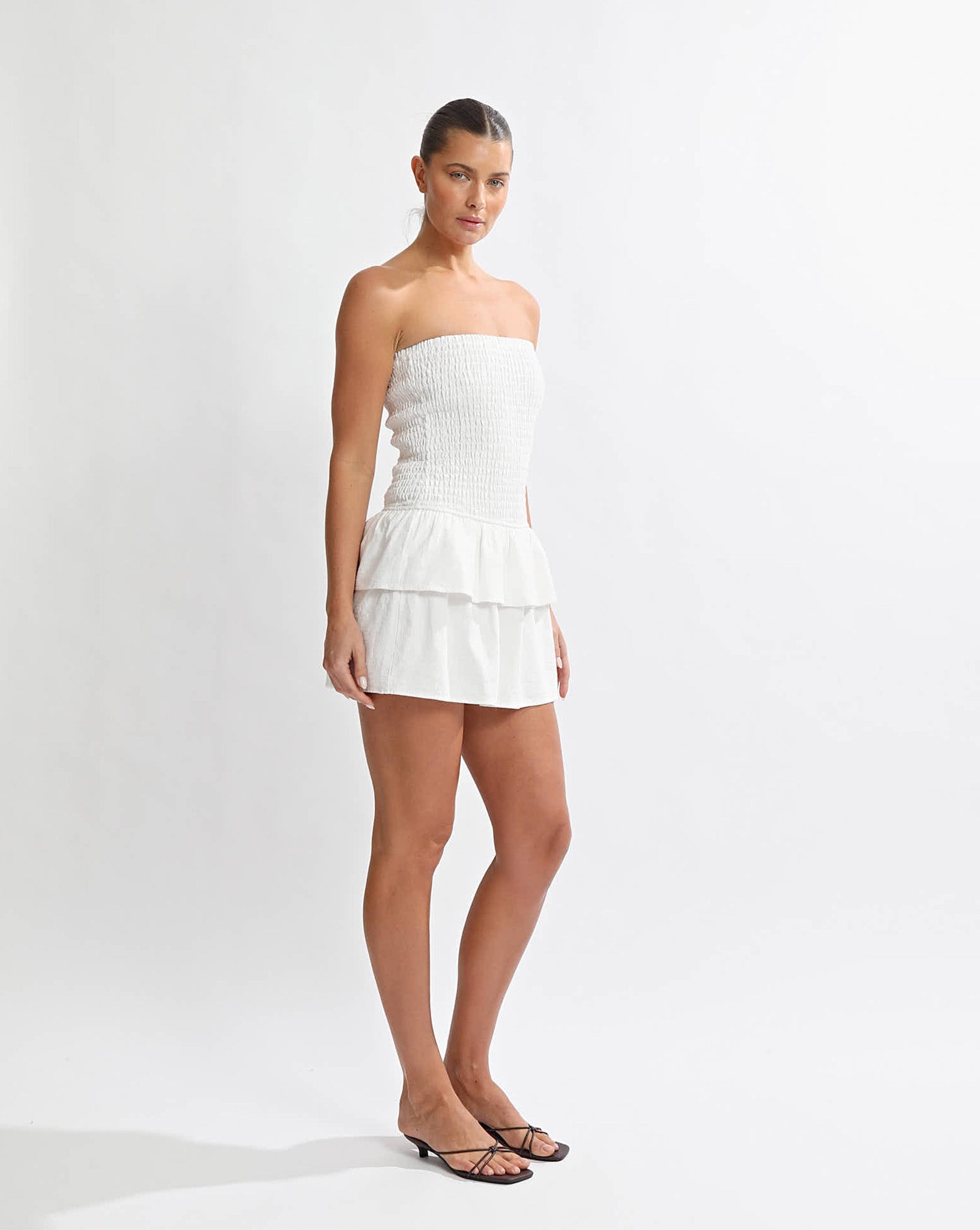 Evie Strapless Dress Off White