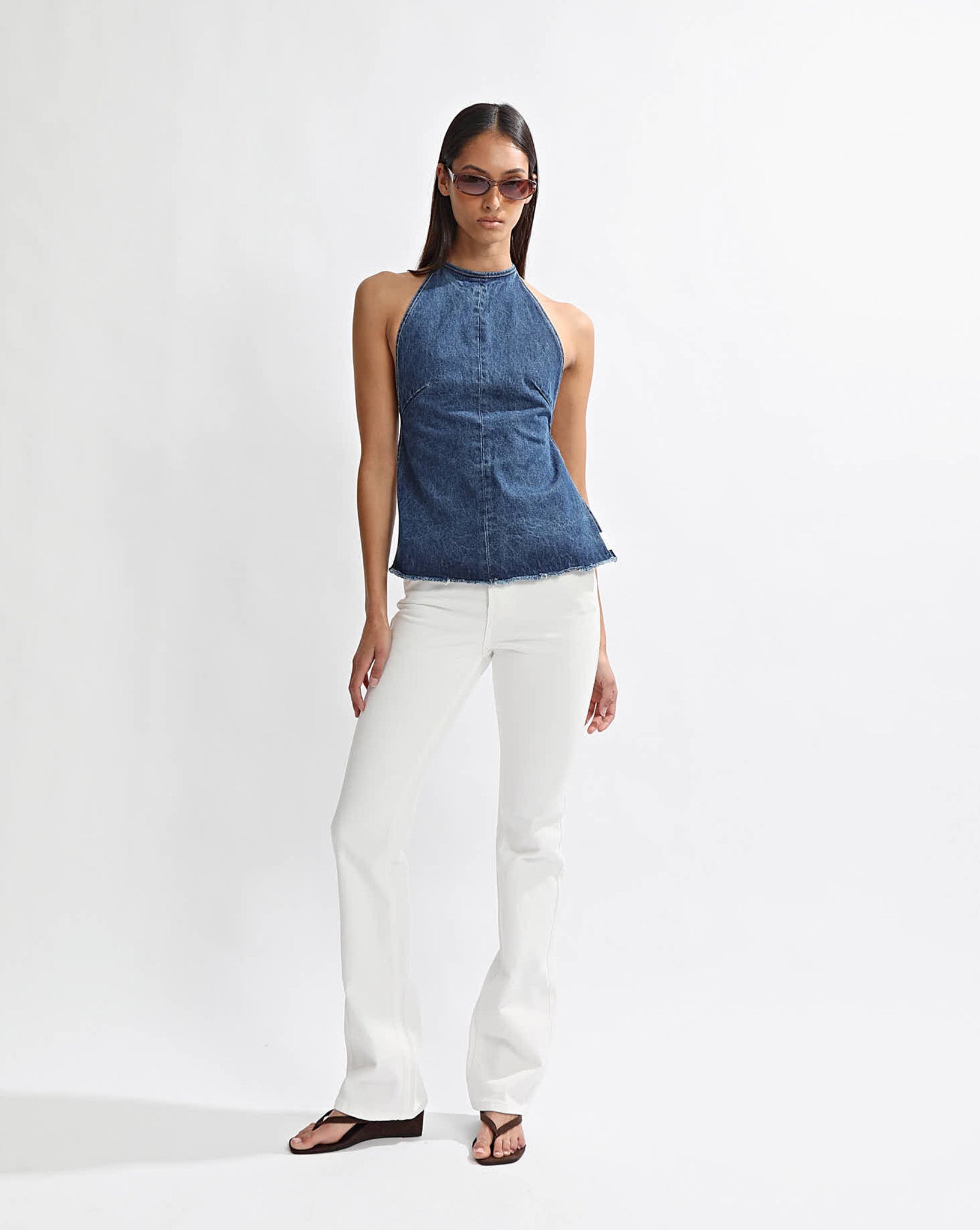 Harley Denim Halter Top Vintage Blue