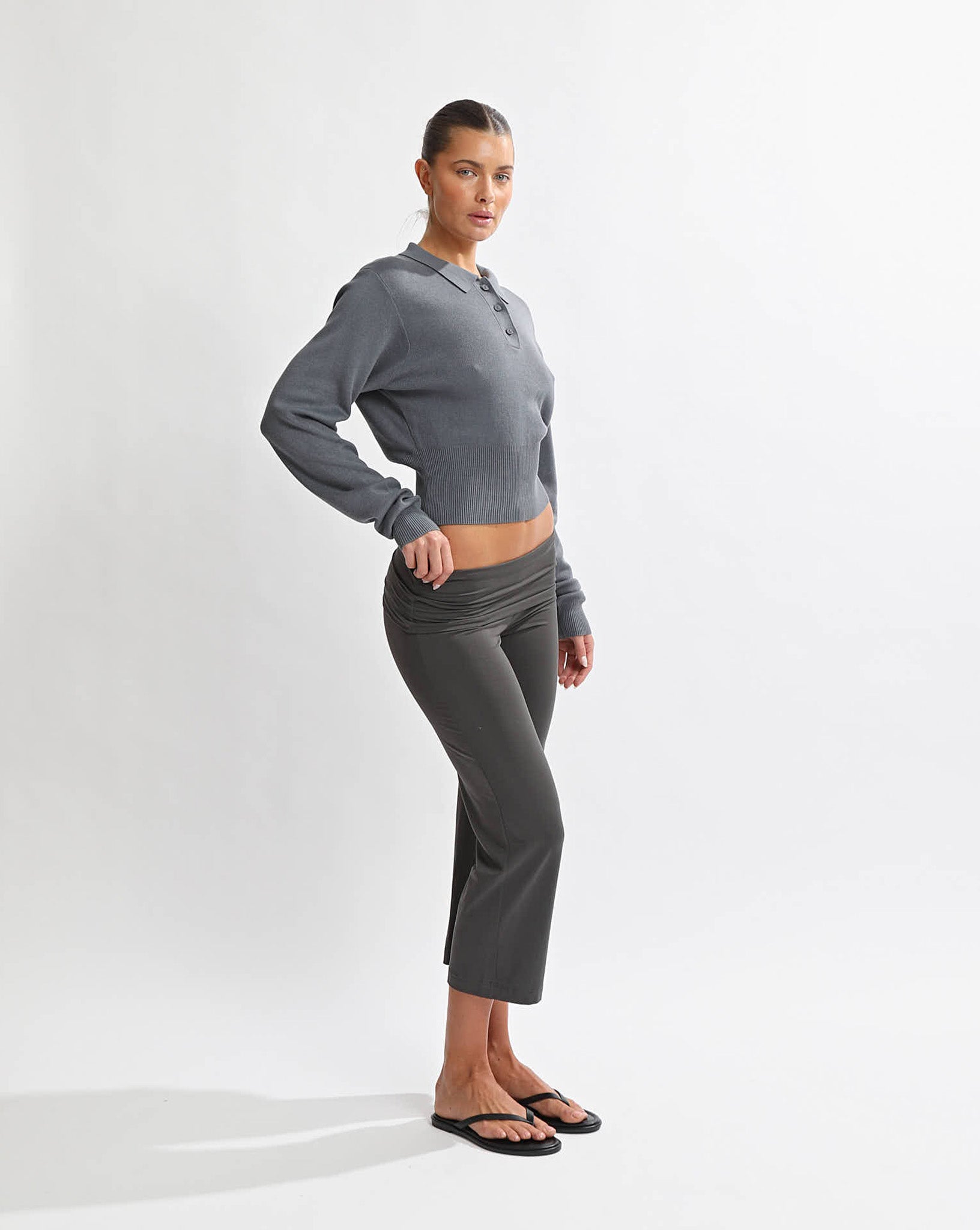 Blaire Knit Long Sleeve Top Blue/Grey