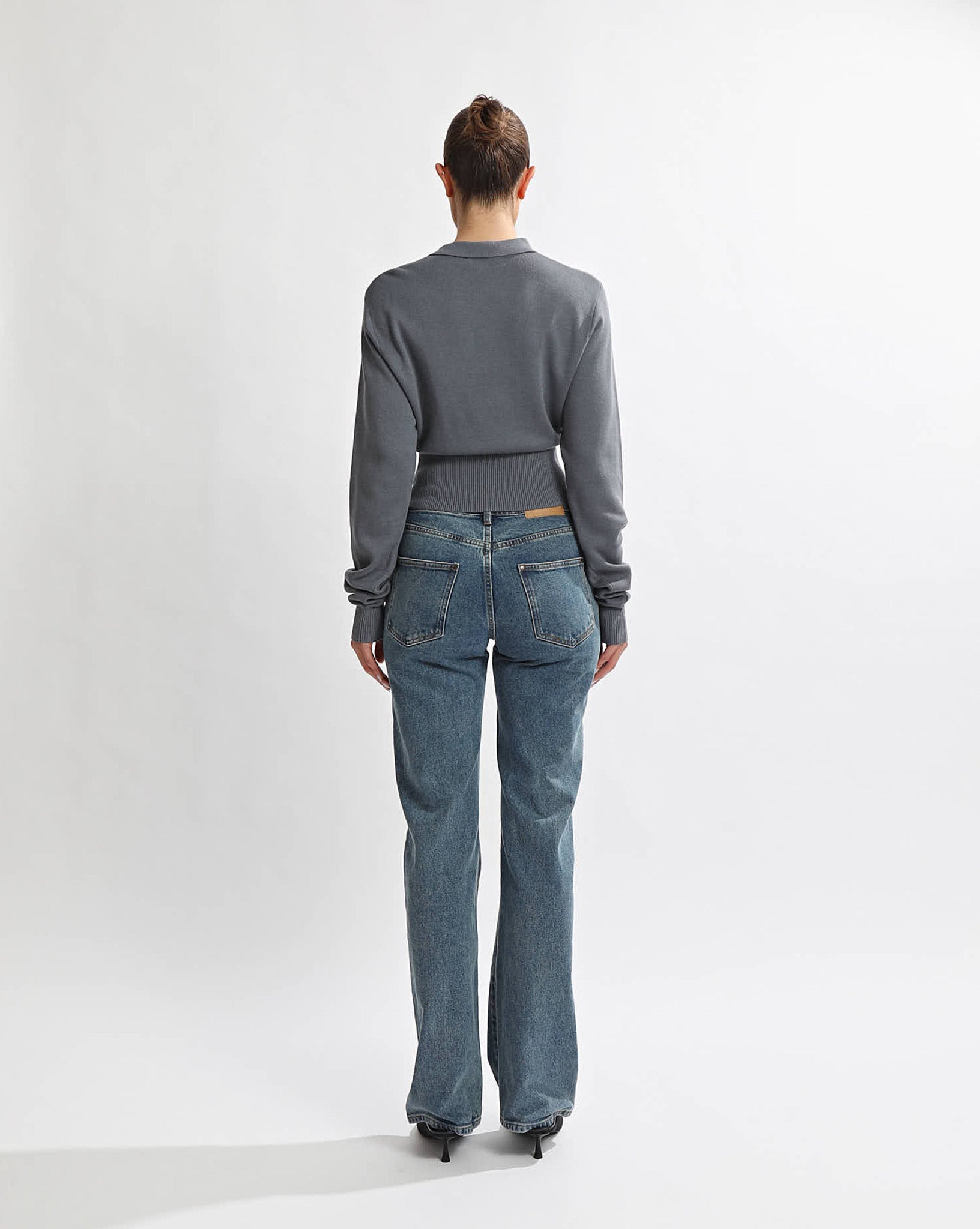 Blaire Knit Long Sleeve Top Blue/Grey