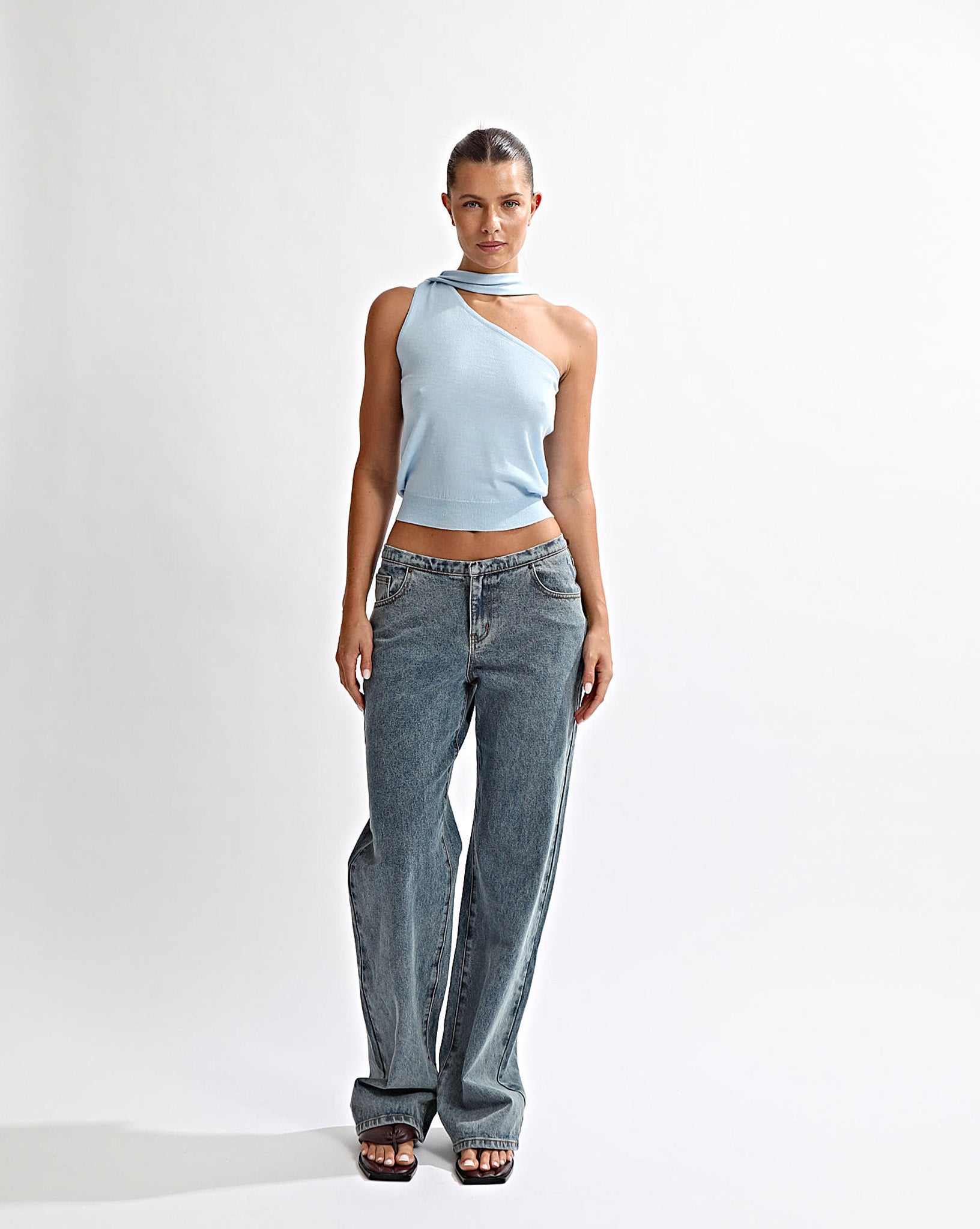 Carrie One Shoulder Top Blue