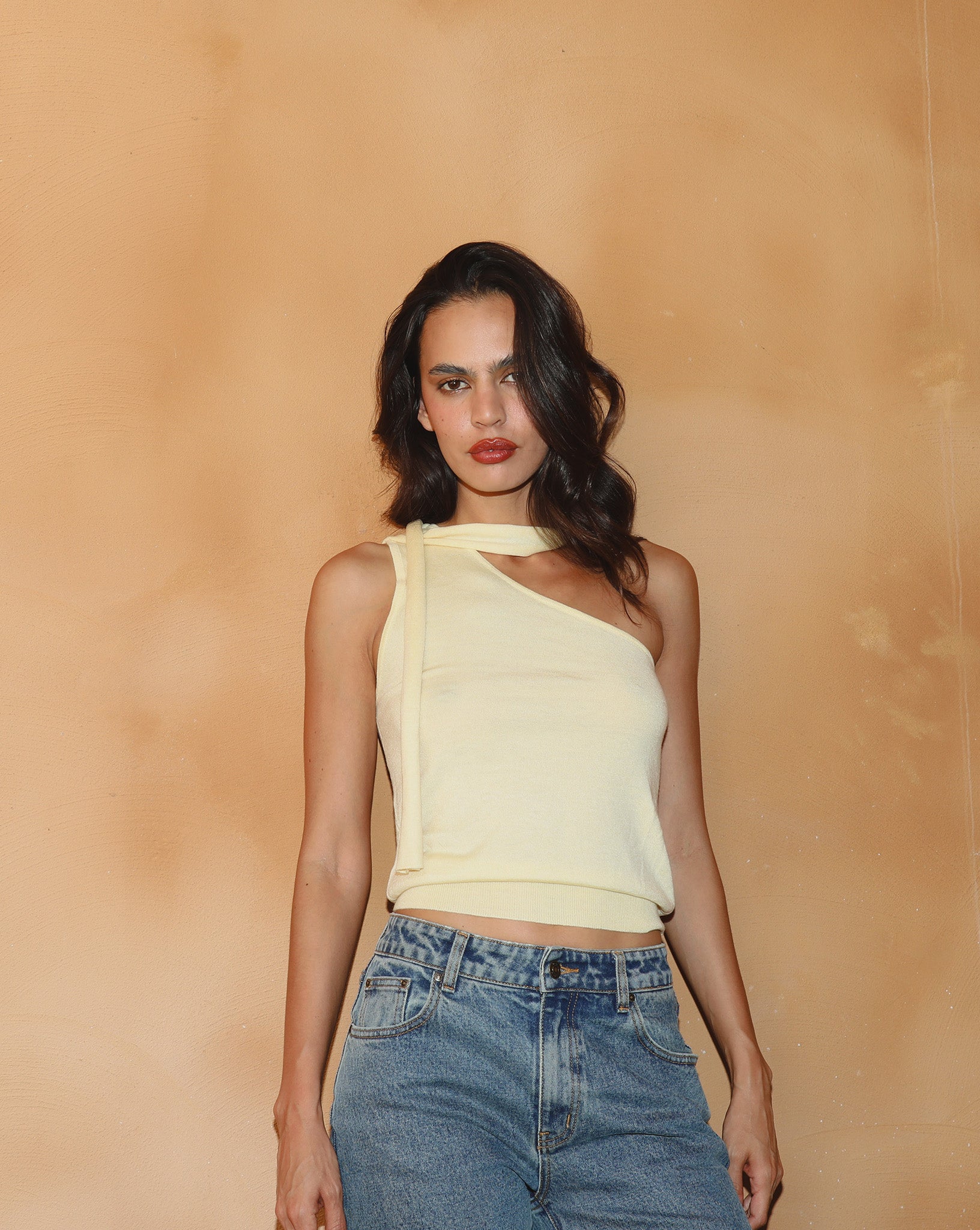 Carrie One Shoulder Top Yellow