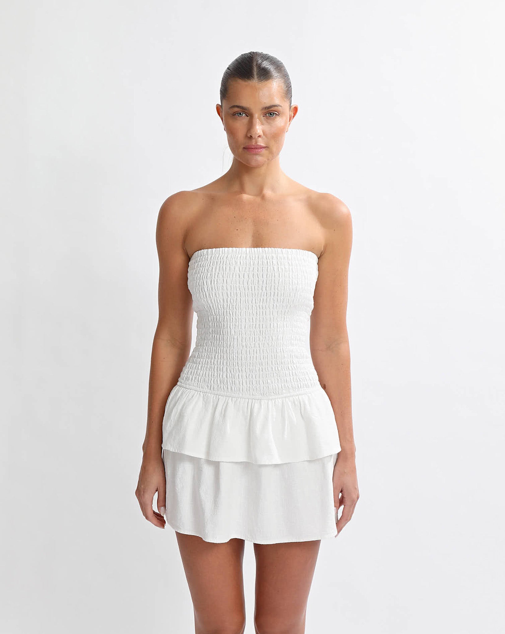Evie Strapless Dress Off White