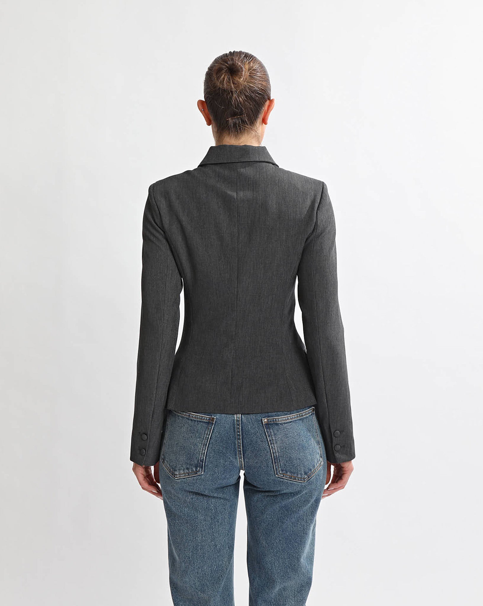Tori Tailored Suit Top Dark Grey