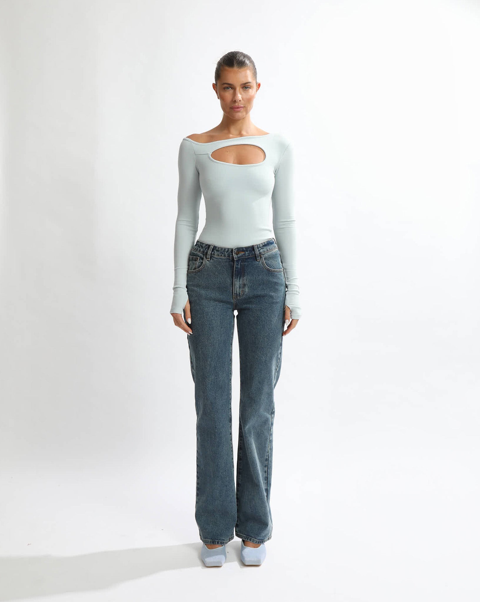 Amelia Asym Long Sleeve Top Ice