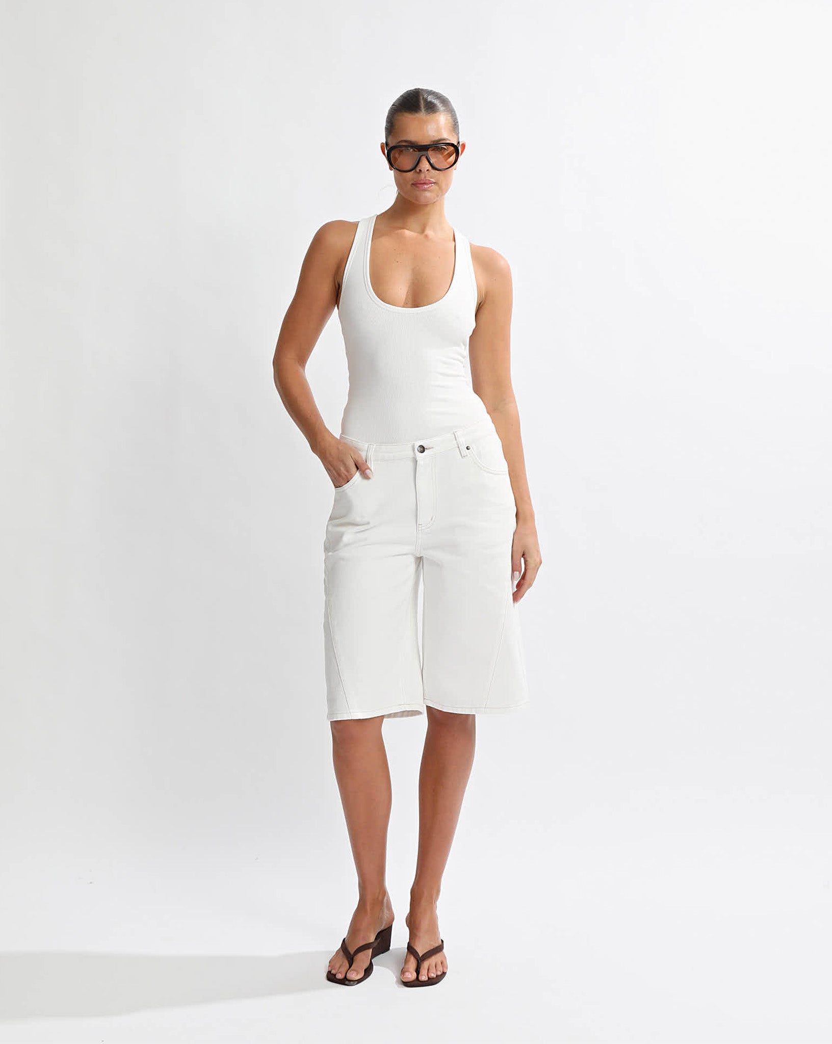 Toby Denim Shorts White