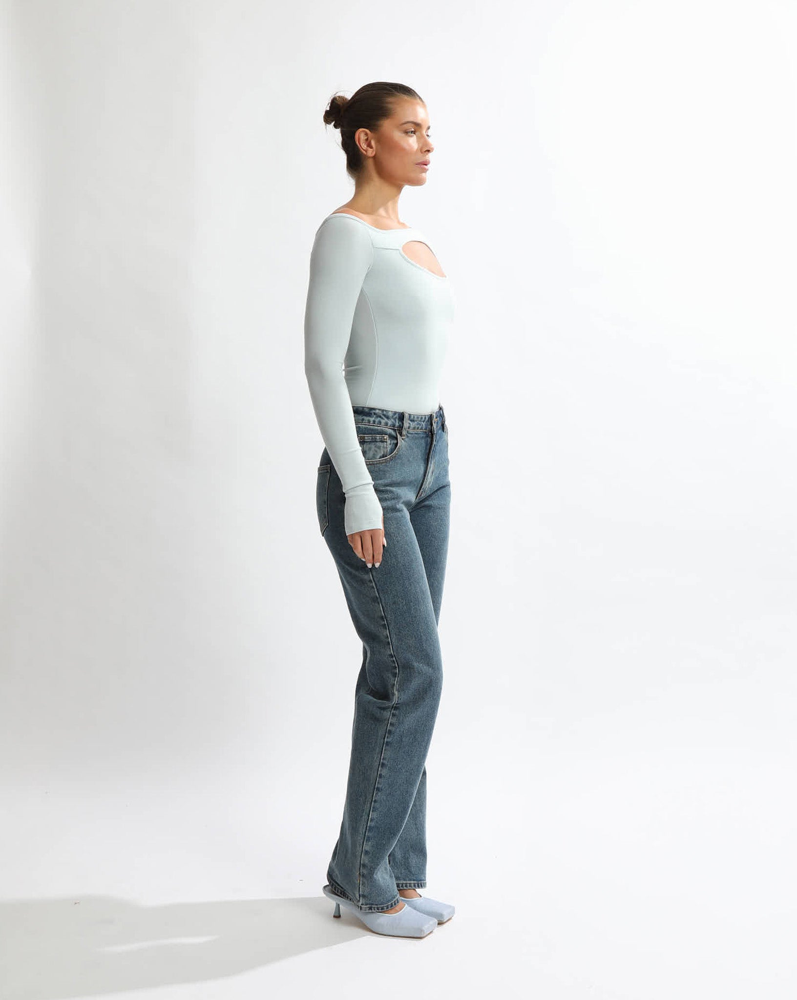 Amelia Asym Long Sleeve Top Ice