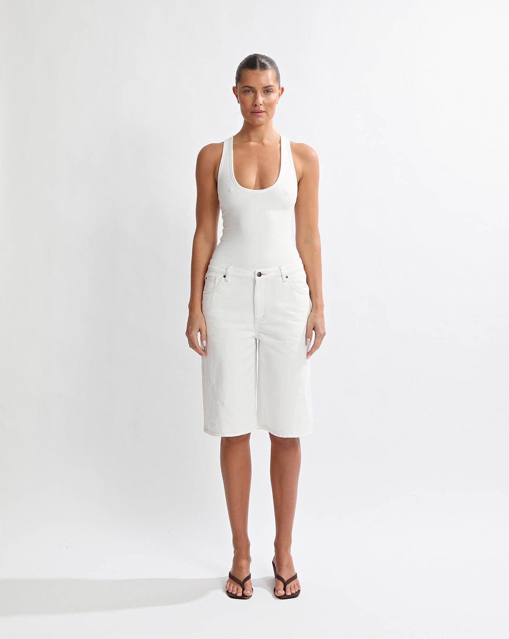 Toby Denim Shorts White
