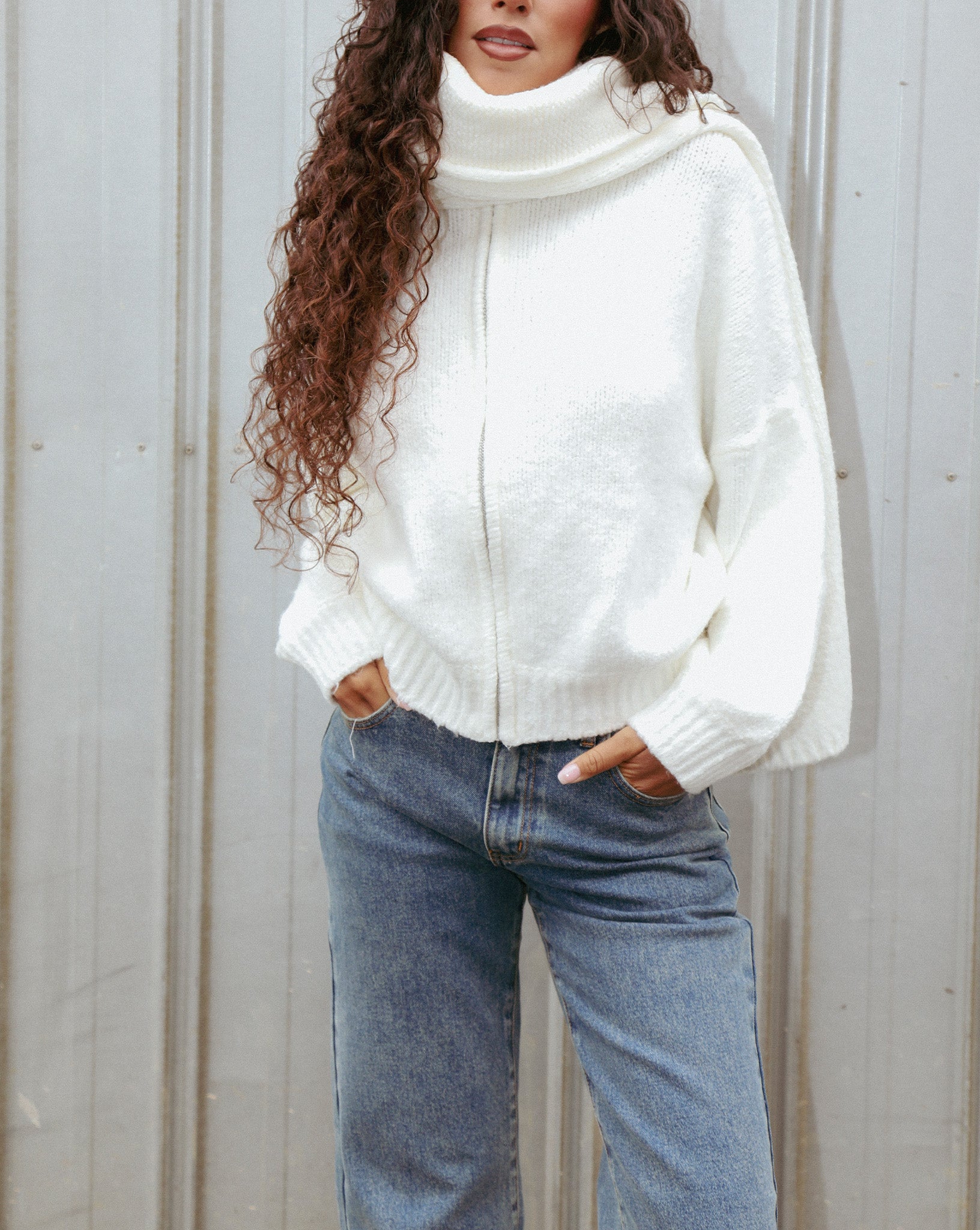 Elliot Knit Zip Jumper Cream