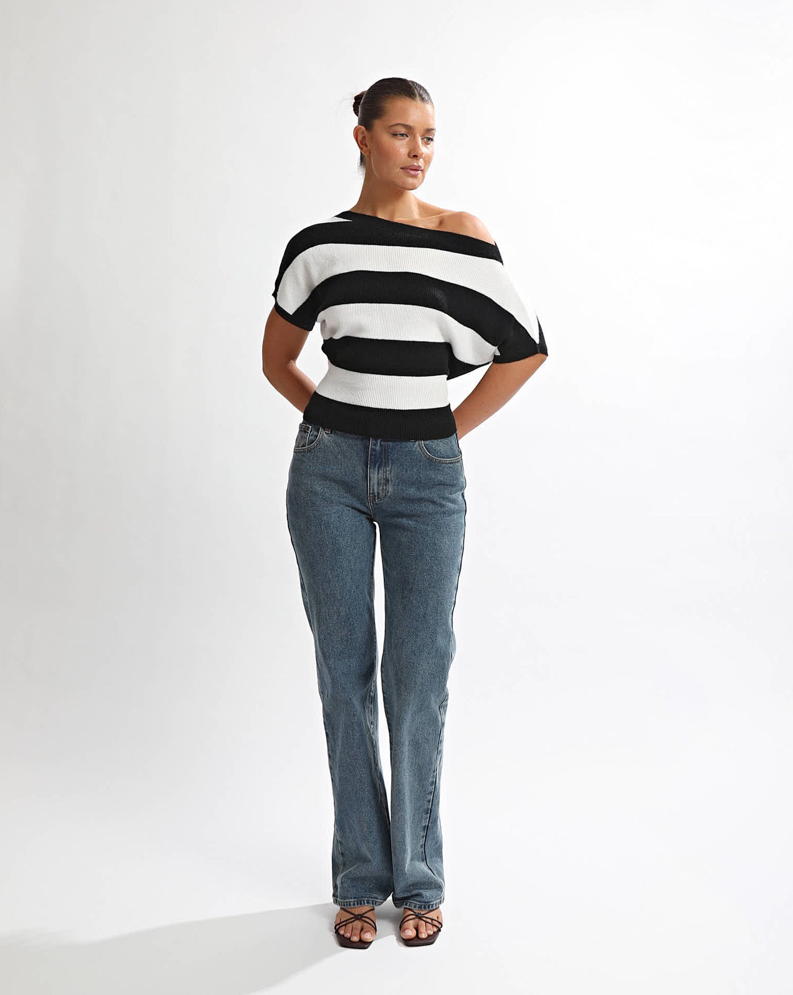 Charlotte Top Black/White Stripe