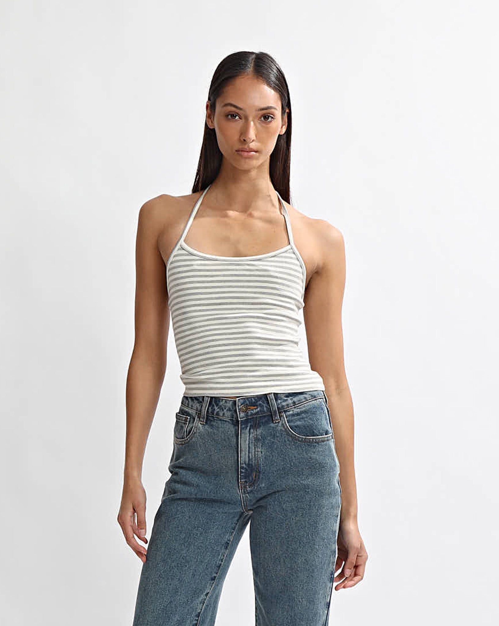 Milan Halter Tank Grey/White