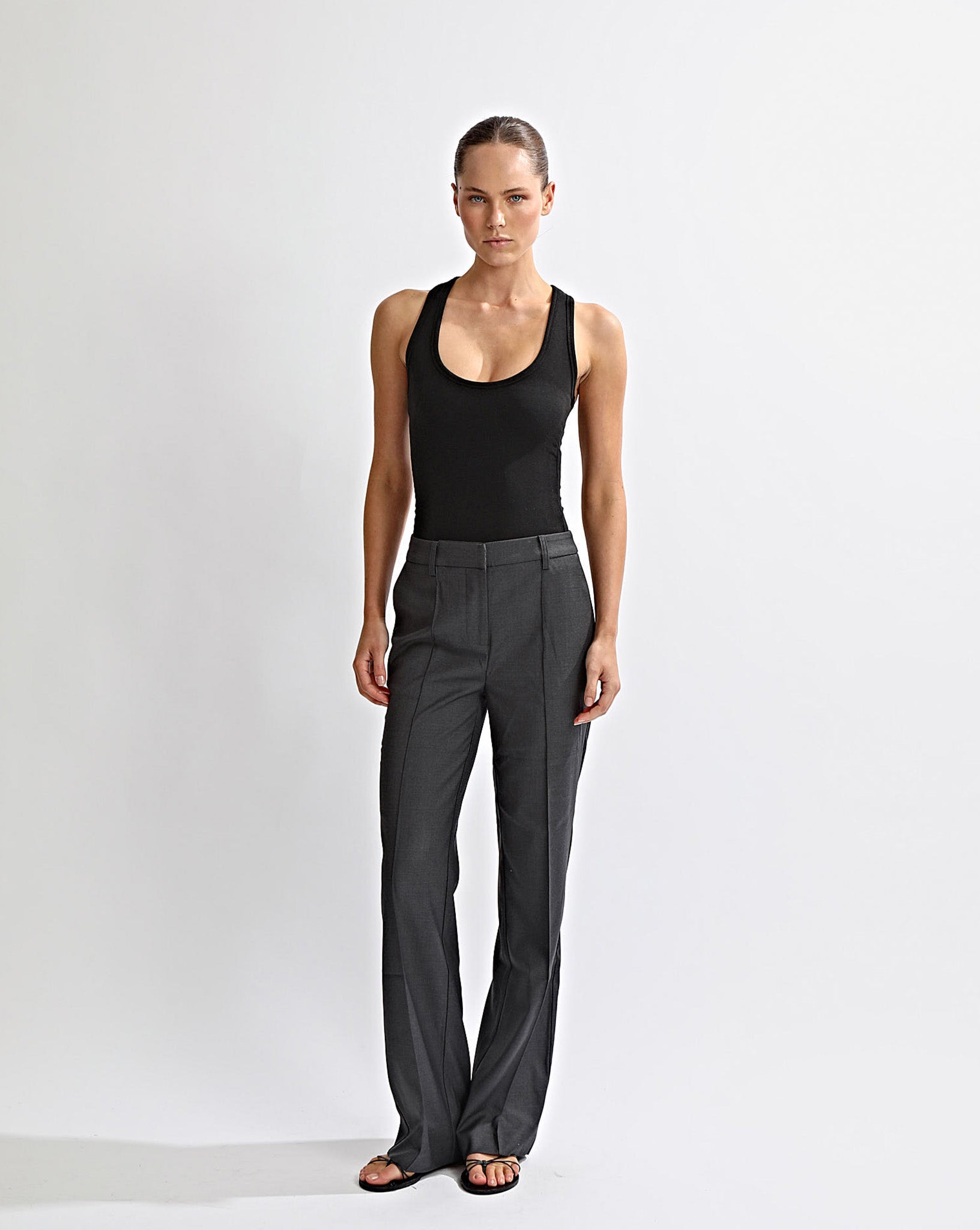 Benny Trousers Dark Grey Cropped