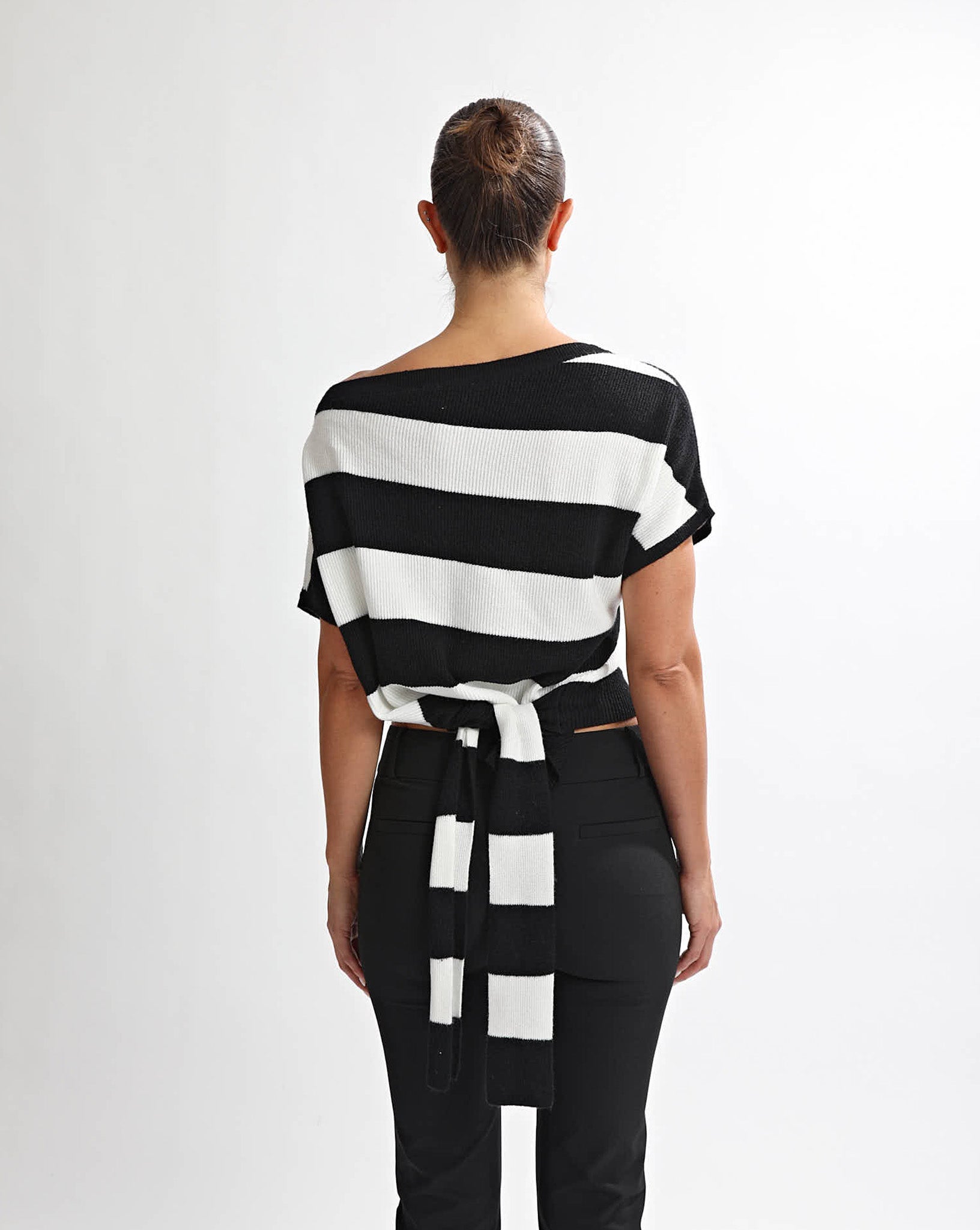 Charlotte Top Black/White Stripe