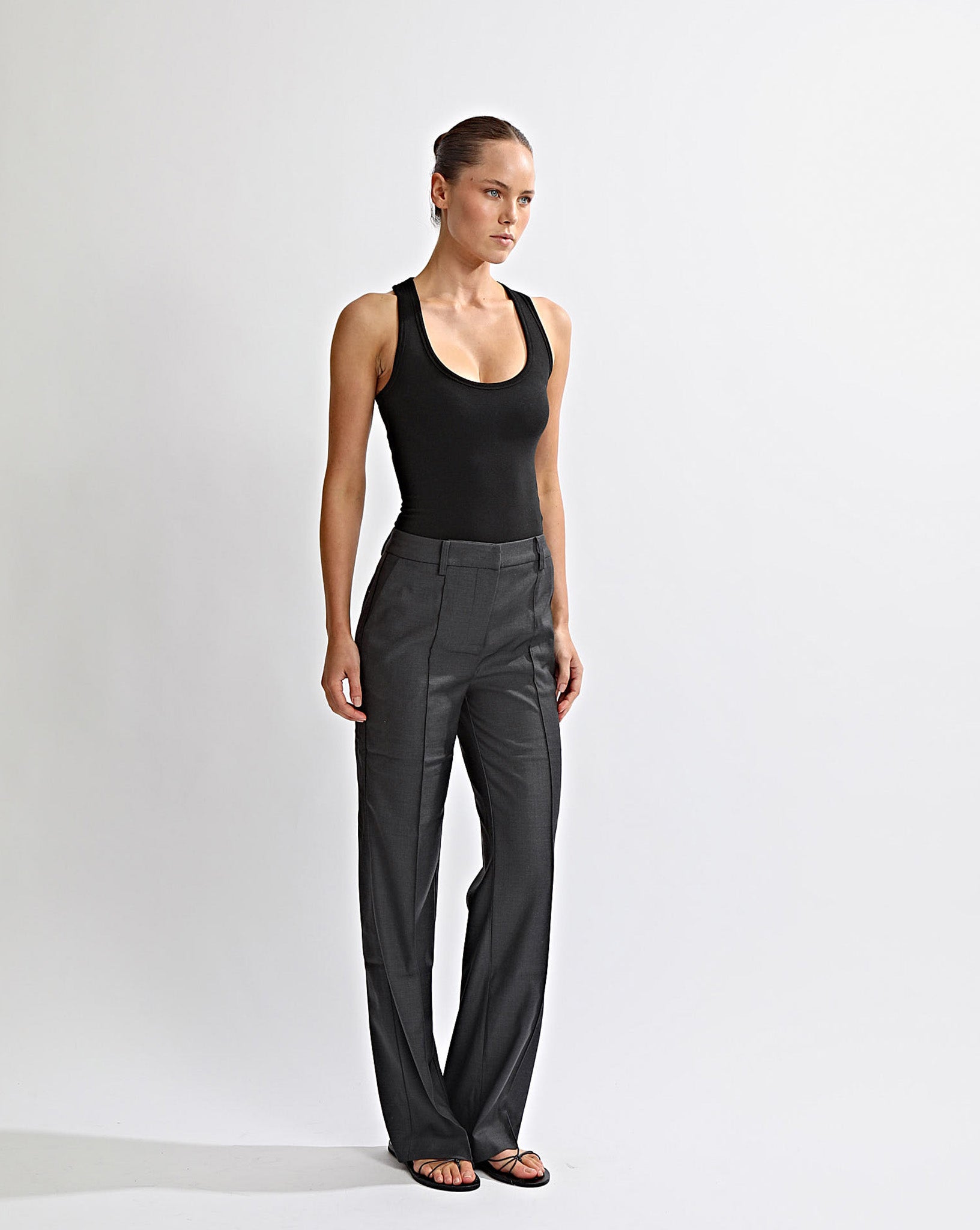 Benny Trousers Dark Grey Cropped
