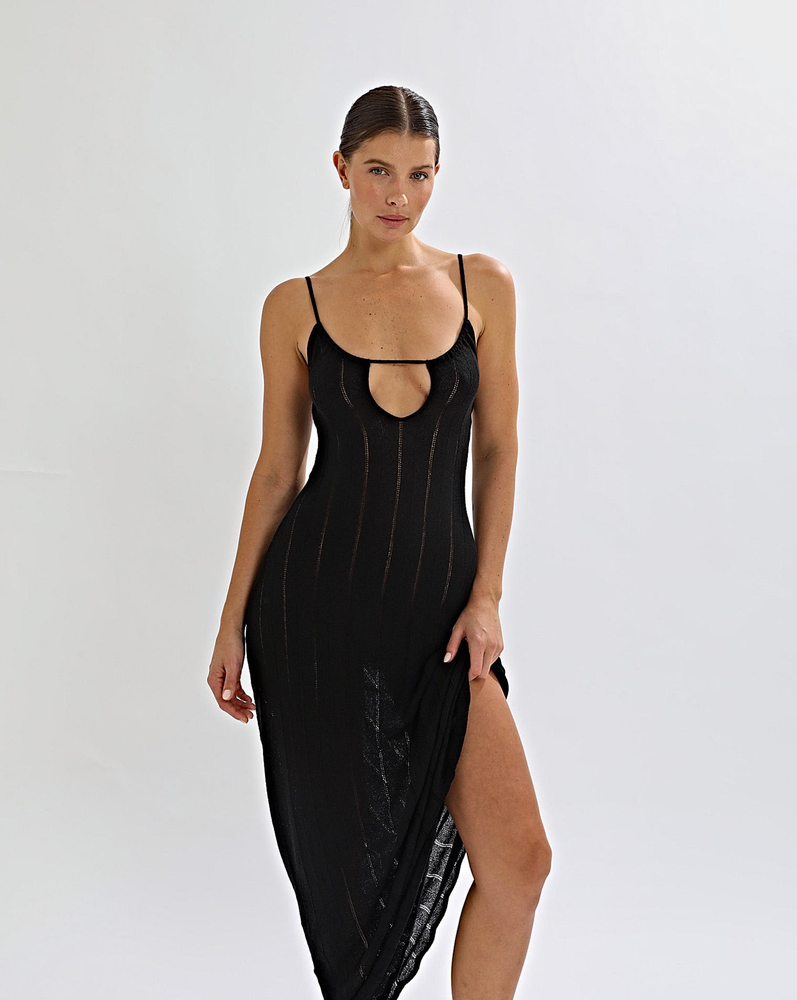 Ariel Knit Maxi Dress Black One Mile The Label Ariel Knit Maxi Dress Black One Mile The Label