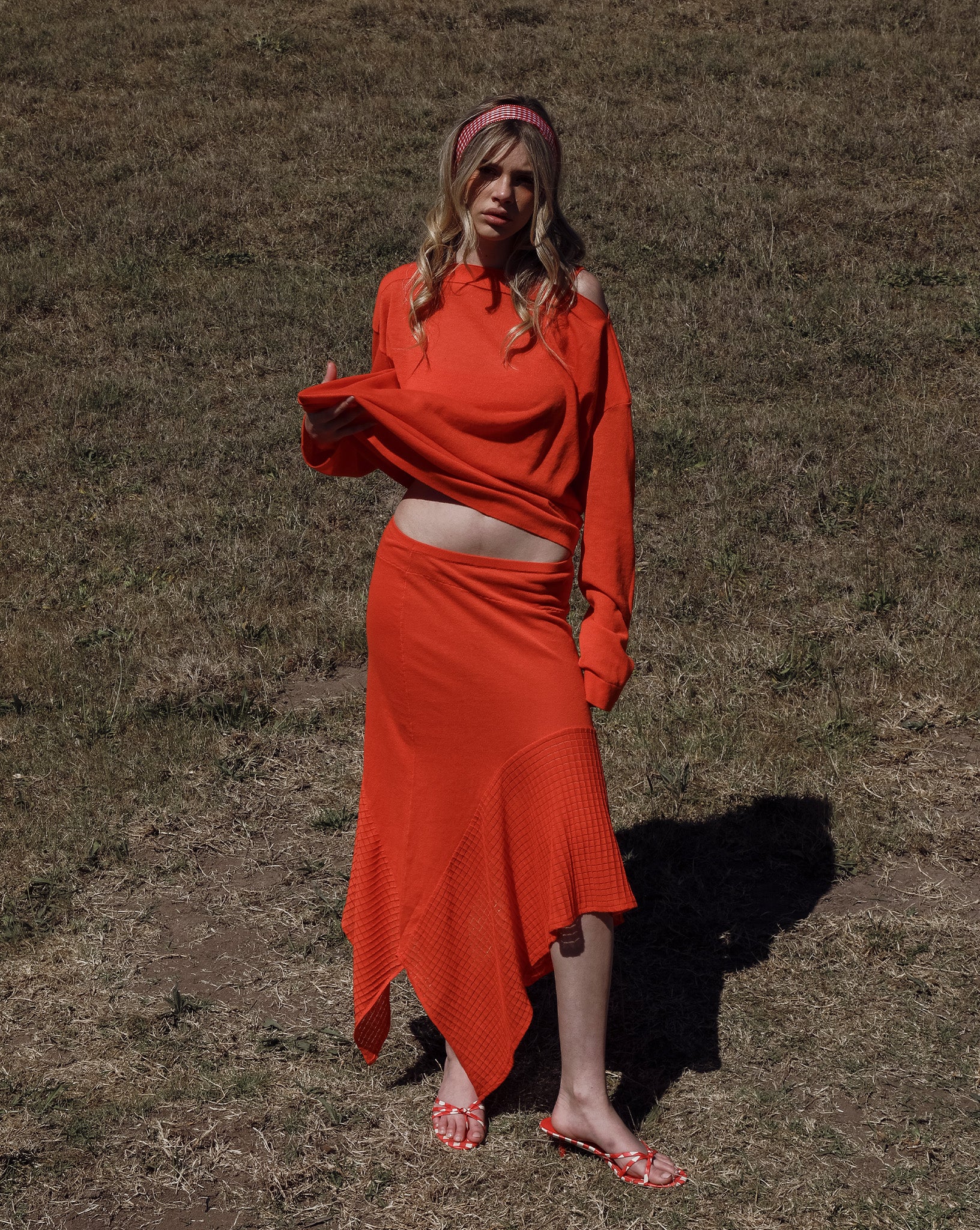 Milla Knit Midi Skirt Blood Orange