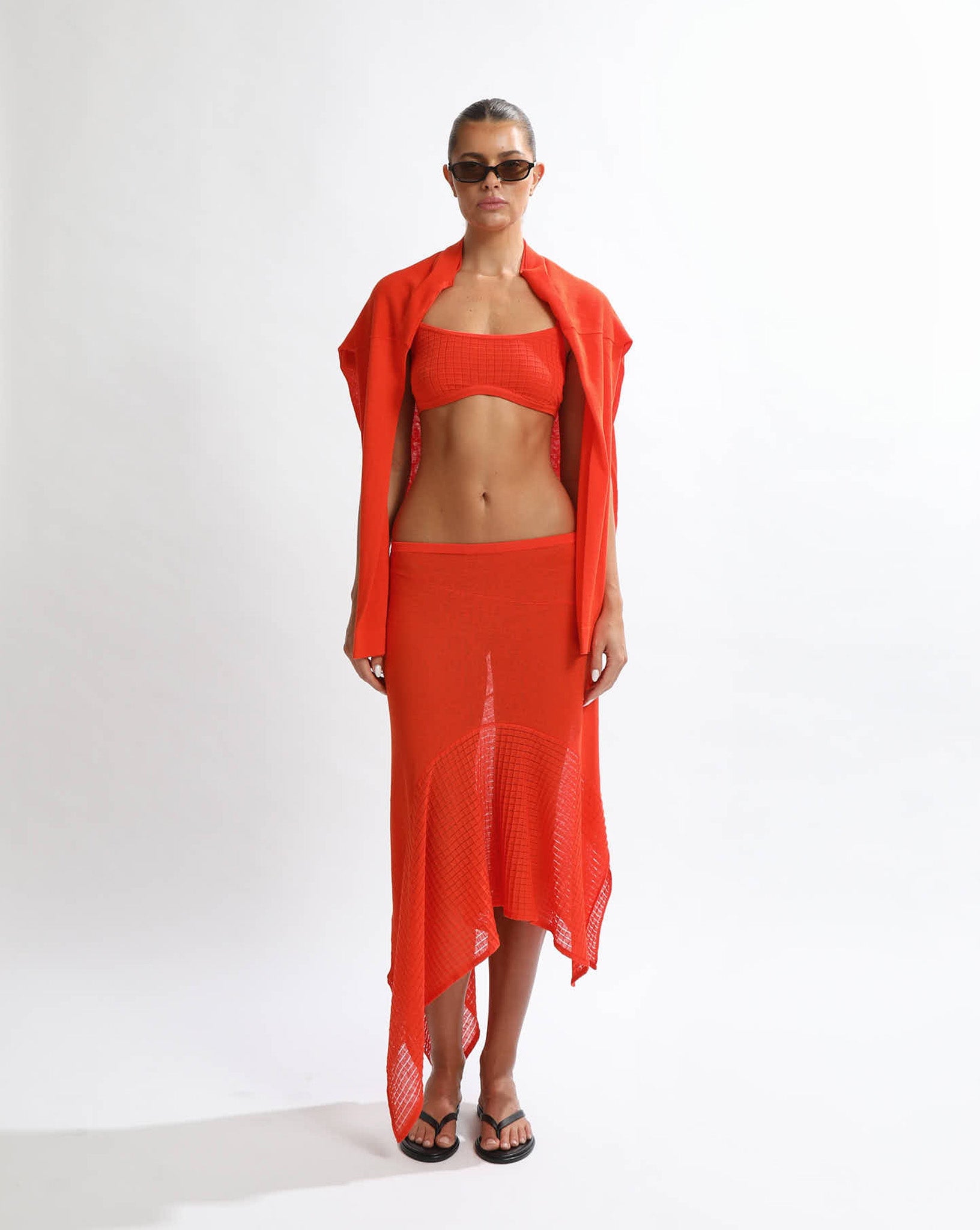 Milla Knit Midi Skirt Blood Orange