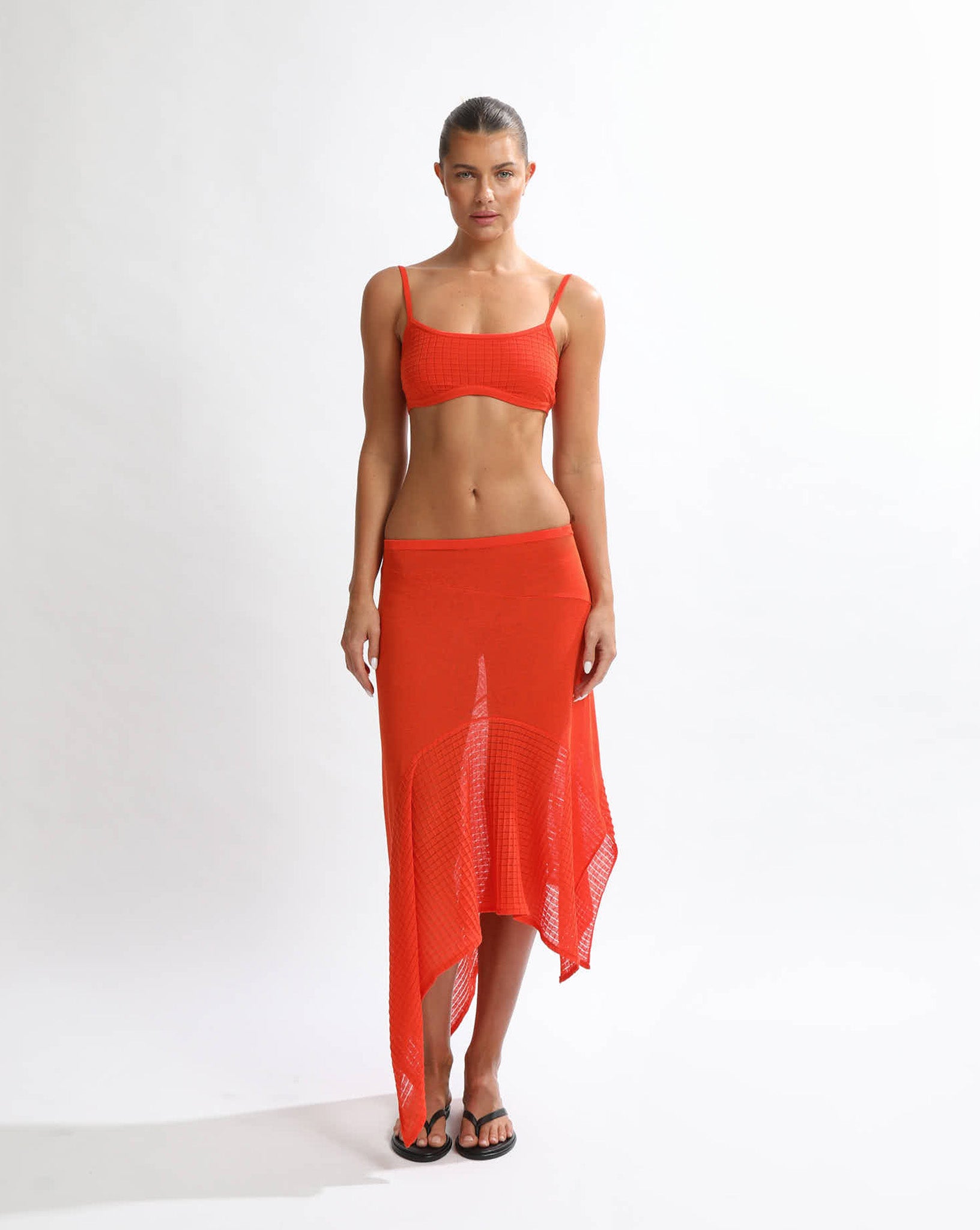 Milla Knit Midi Skirt Blood Orange