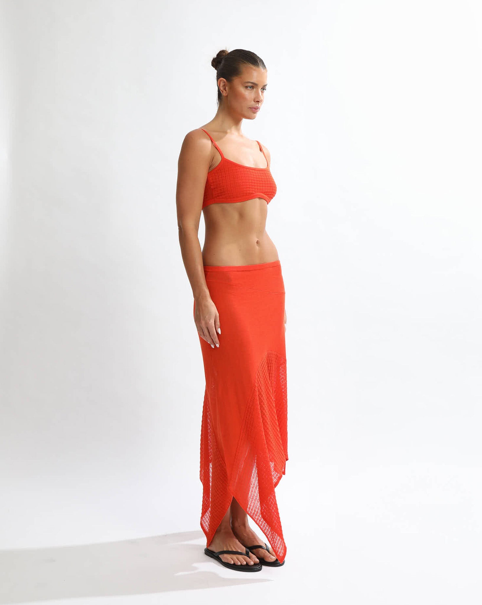 Milla Knit Midi Skirt Blood Orange