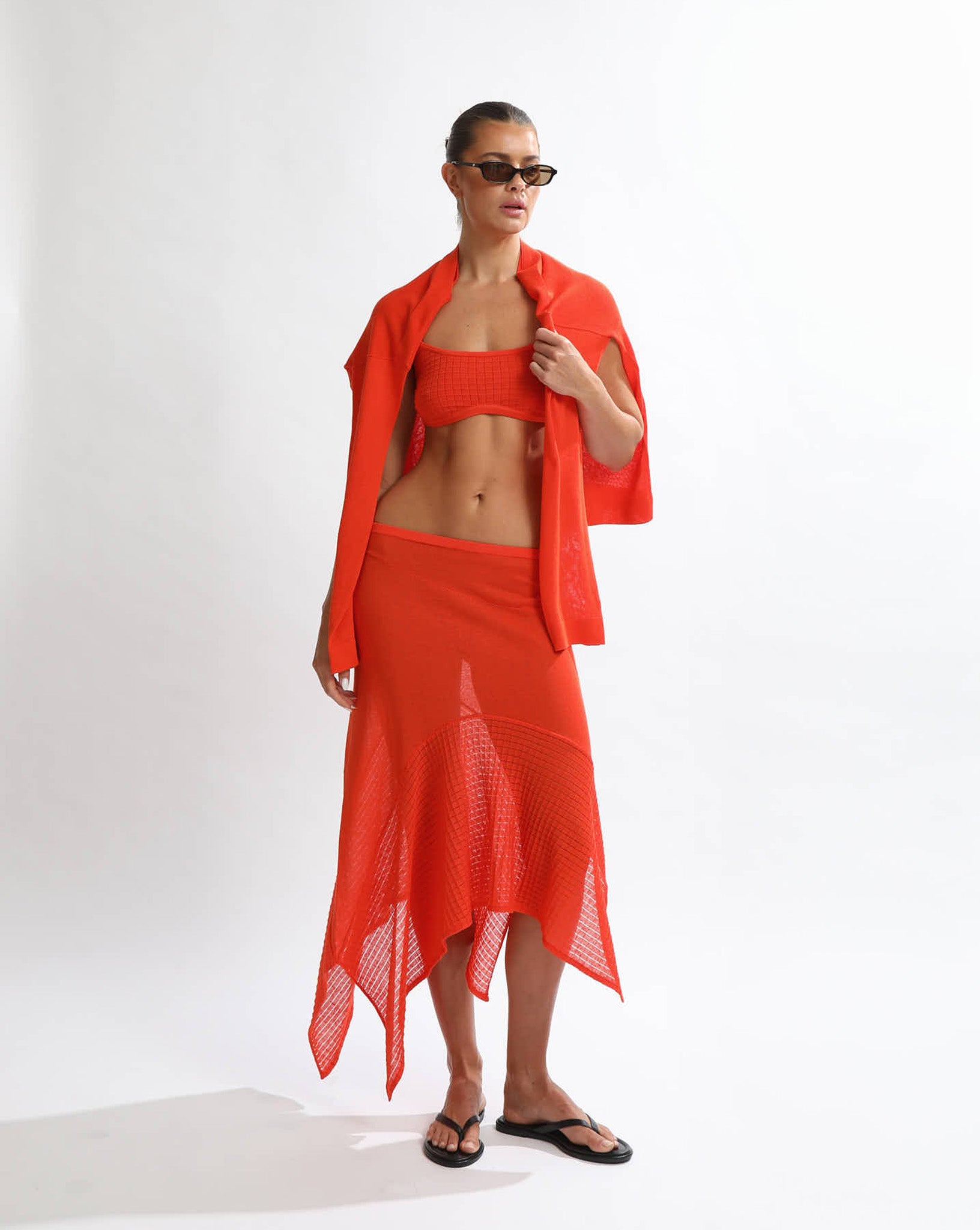 Milla Knit Midi Skirt Blood Orange