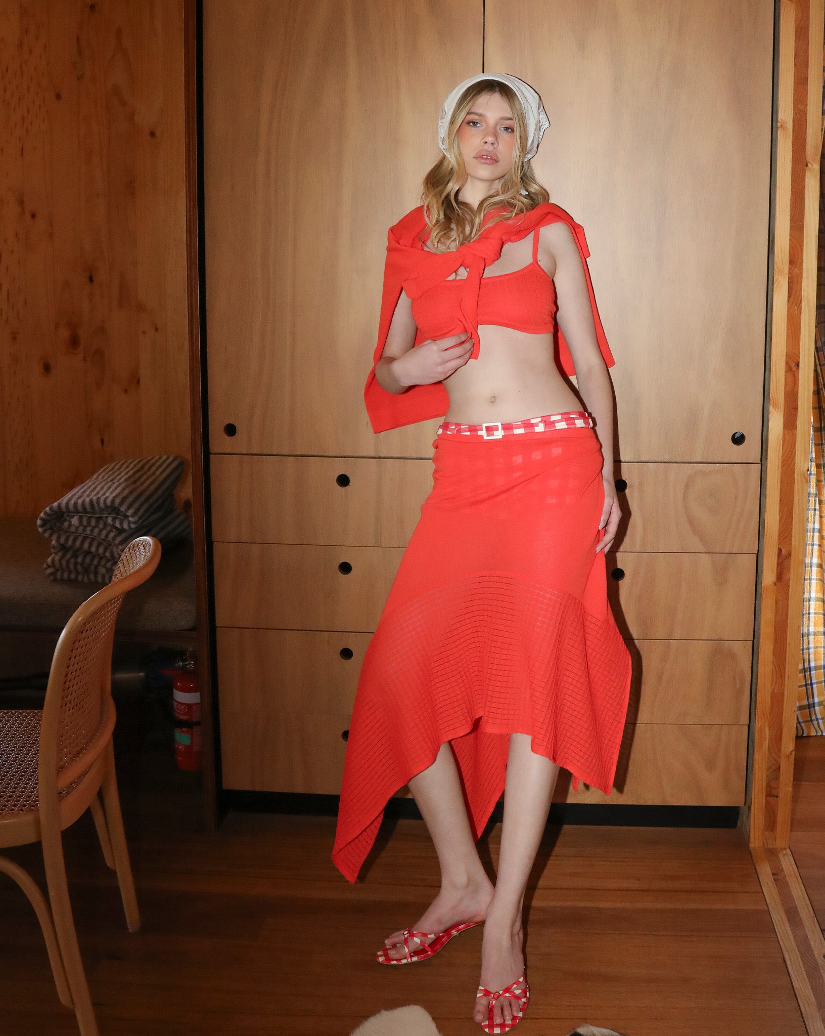 Milla Knit Midi Skirt Blood Orange